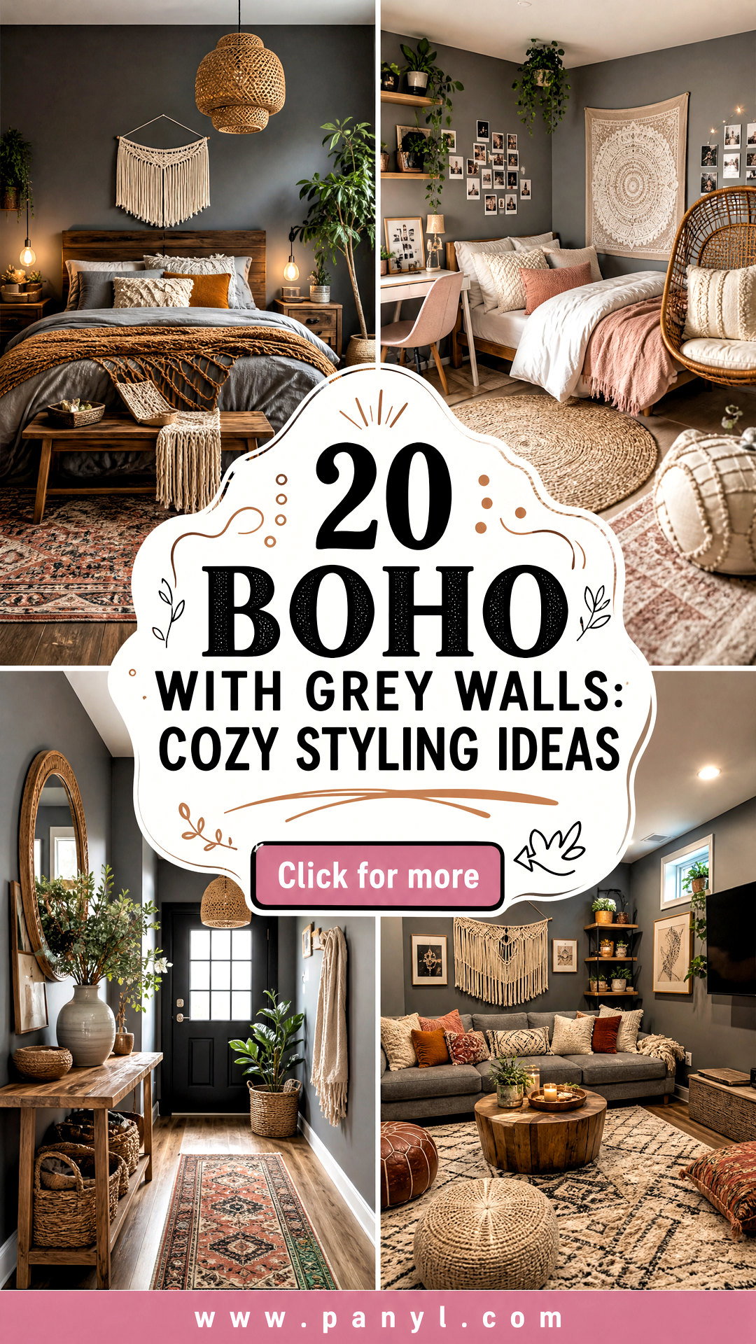 20 Boho With Grey Walls Cozy Styling Ideas for Modern Homes - 20 Boho With Grey Walls: Cozy Styling Ideas for Modern Homes