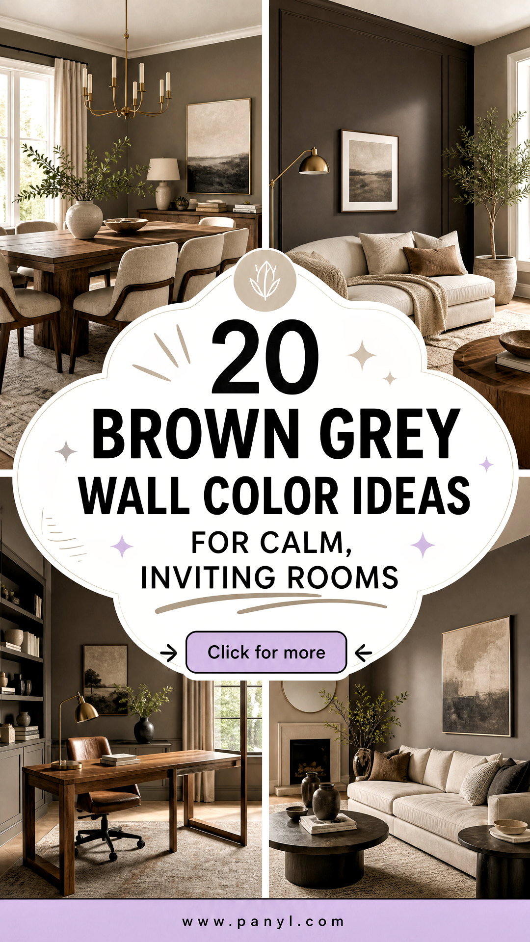20 Brown Grey Wall Color Ideas for Calm Inviting Rooms - 20 Brown Grey Wall Color Ideas for Calm, Inviting Rooms