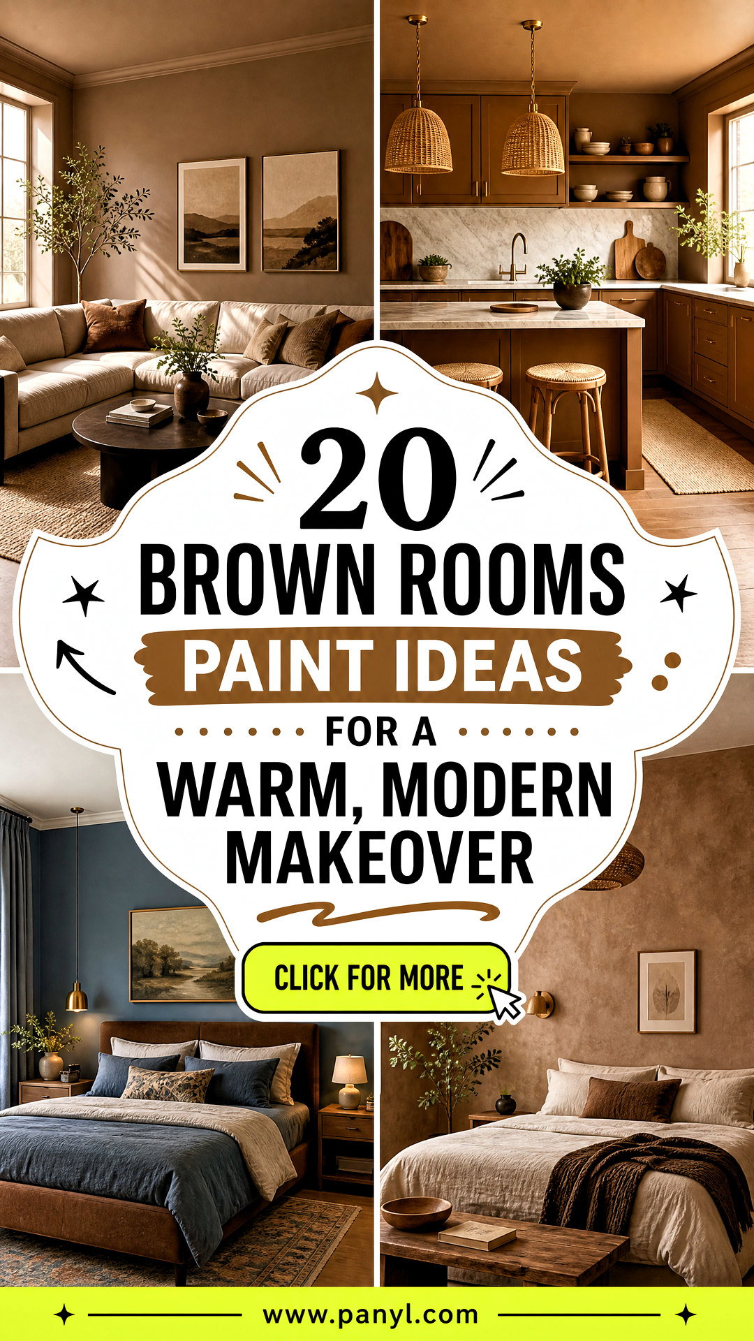 20 Brown Rooms Paint Ideas for a Warm Modern Makeover - 20 Brown Rooms Paint Ideas for a Warm, Modern Makeover