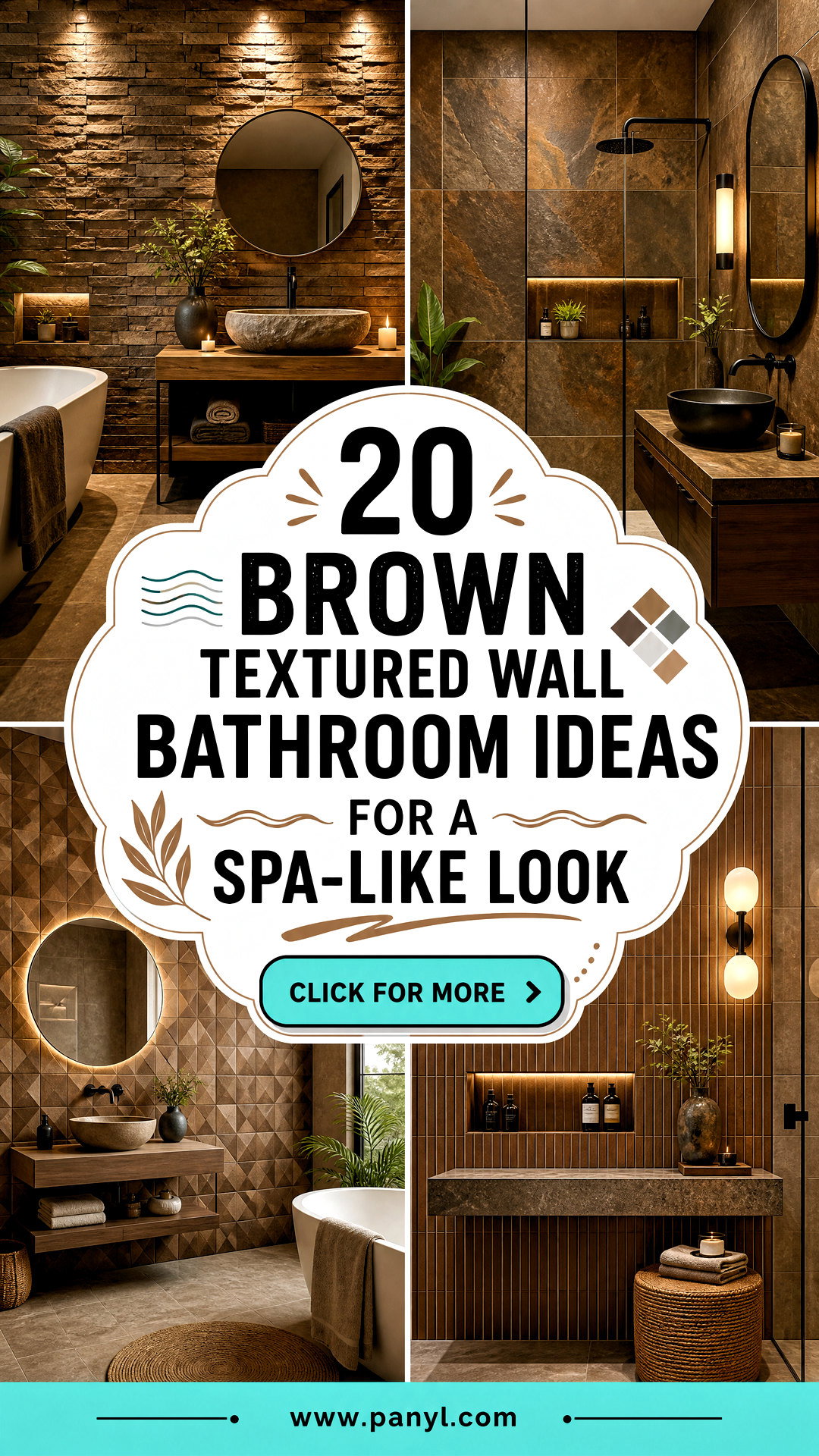 20 Brown Textured Wall Bathroom Ideas for a Spa-Like Look - 20 Brown Textured Wall Bathroom Ideas for a Spa-Like Look