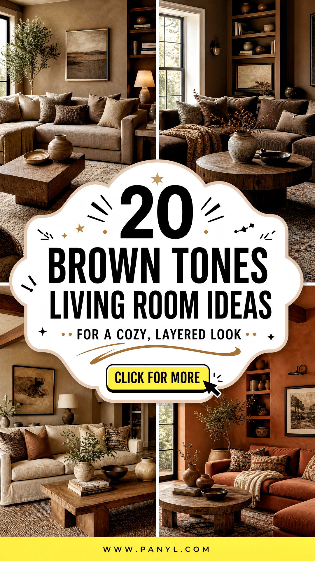 20 Brown Tones Living Room Ideas for a Cozy Layered Look - 20 Brown Tones Living Room Ideas for a Cozy, Layered Look