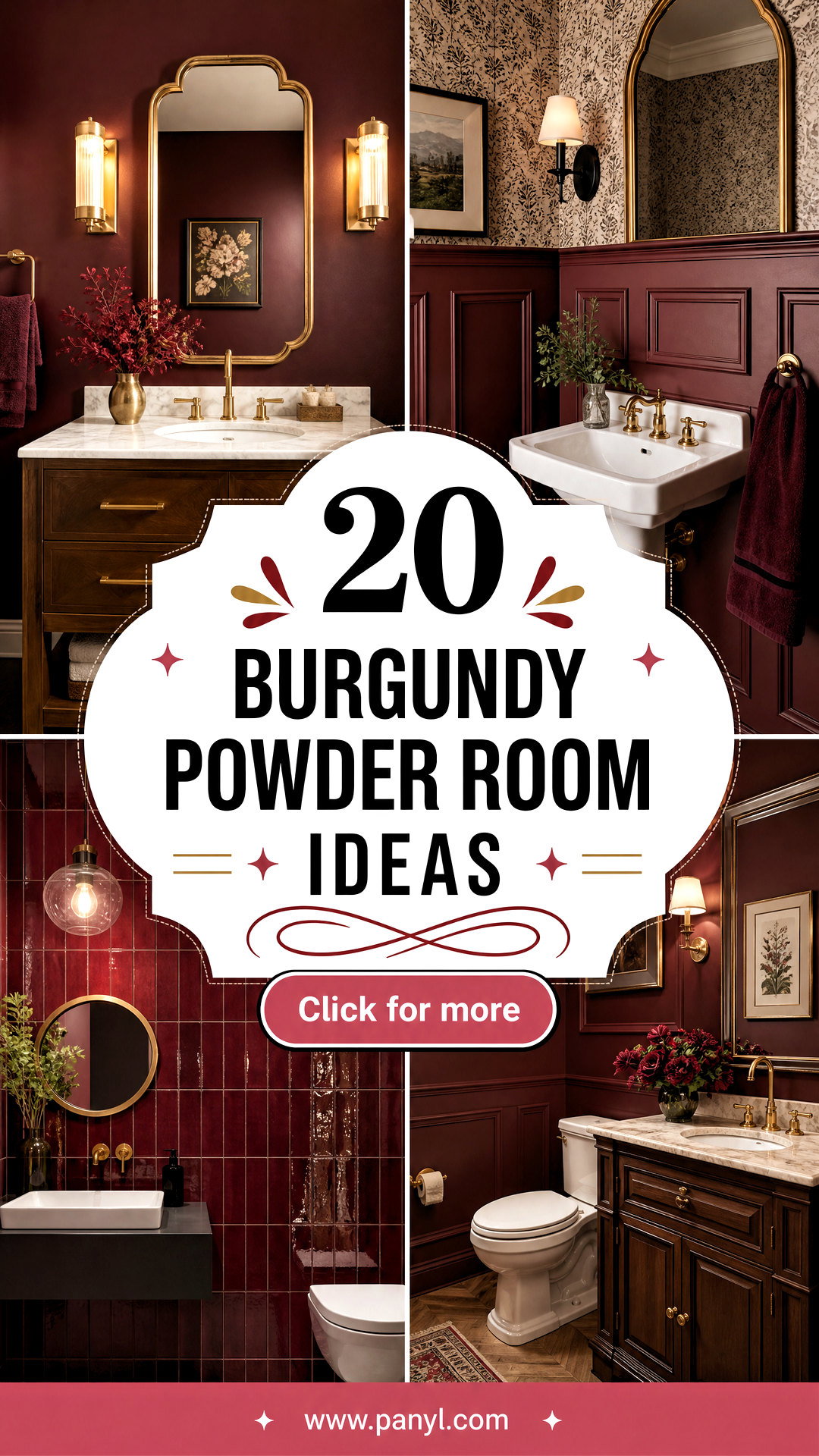 20 Burgundy Powder Room Ideas for a Bold Boutique Look - 20 Burgundy Powder Room Ideas for a Bold, Boutique Look