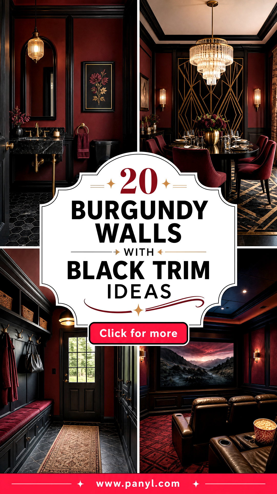 20 Burgundy Walls With Black Trim Ideas for Striking Rooms - 20 Burgundy Walls With Black Trim Ideas for Striking Rooms