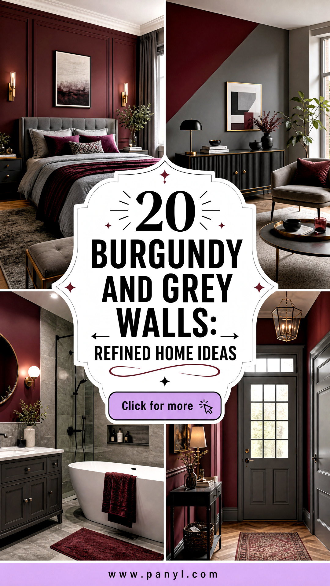 20 Burgundy and Grey Walls for a Refined Truly Stylish Home - 20 Burgundy and Grey Walls for a Refined, Truly Stylish Home