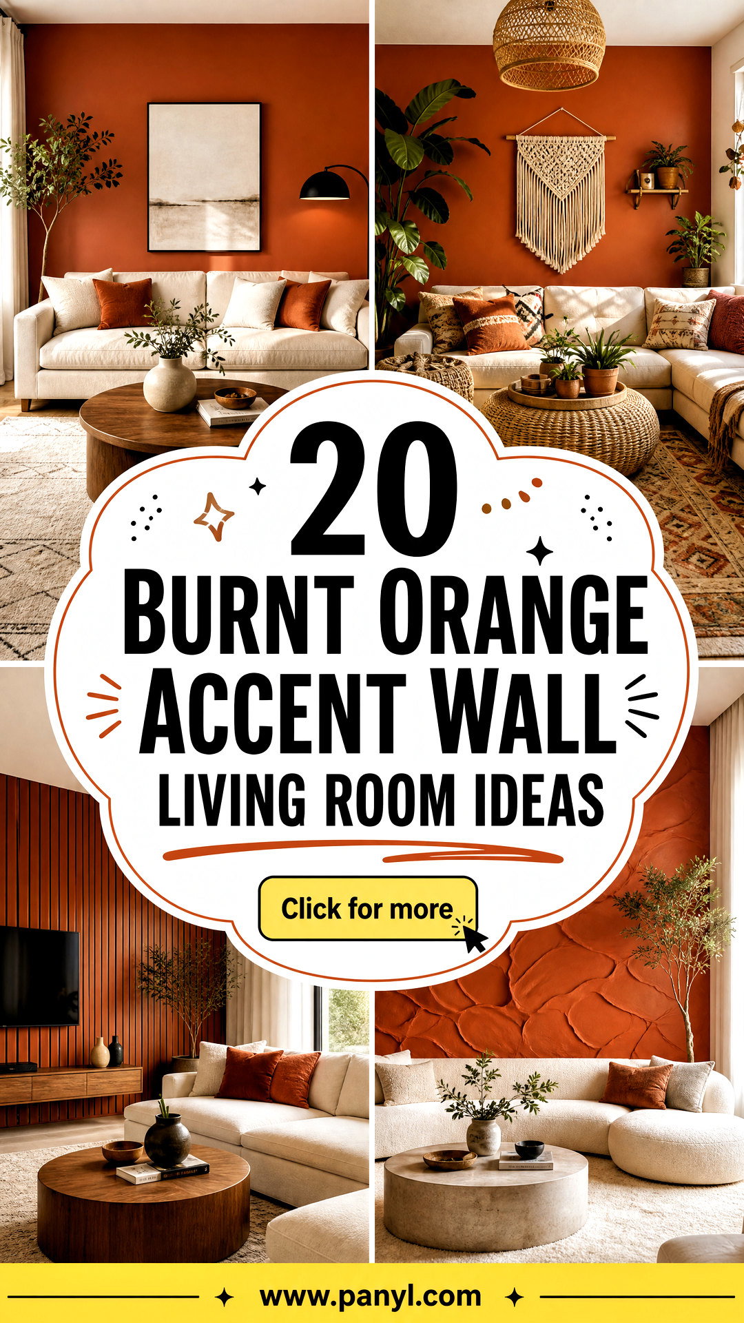 20 Burnt Orange Accent Wall Living Room Ideas for a Cozy Home - 20 Burnt Orange Accent Wall Living Room Ideas for a Cozy Home