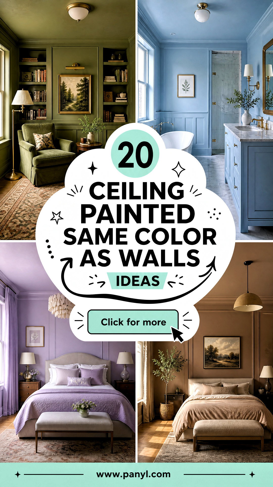 20 Ceiling Painted Same Color as Walls for a Cocooning Look - 20 Ceiling Painted Same Color as Walls for a Cocooning Look