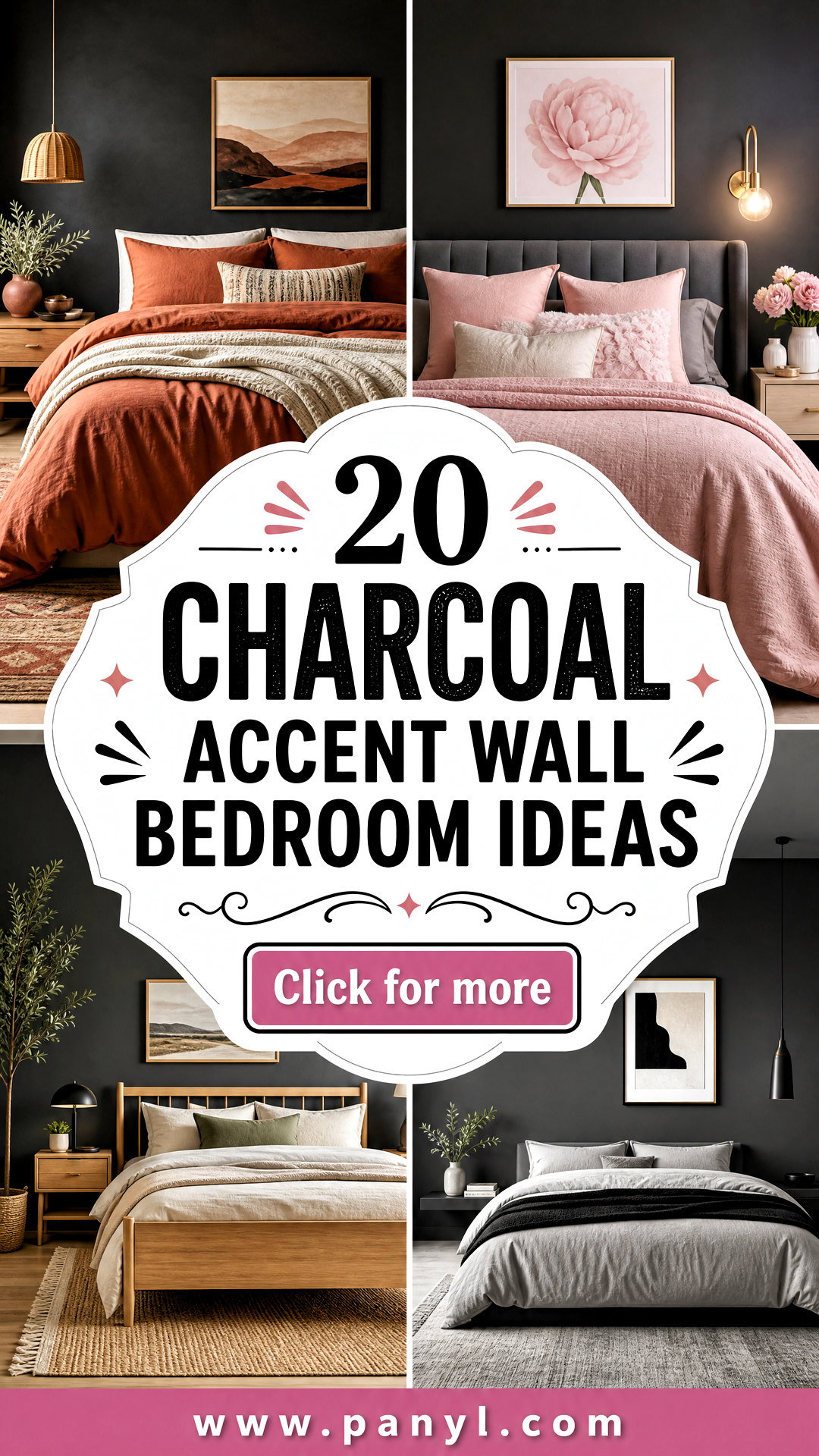20 Charcoal Accent Wall Bedroom Ideas for a Cozy Retreat - 20 Charcoal Accent Wall Bedroom Ideas for a Cozy Retreat