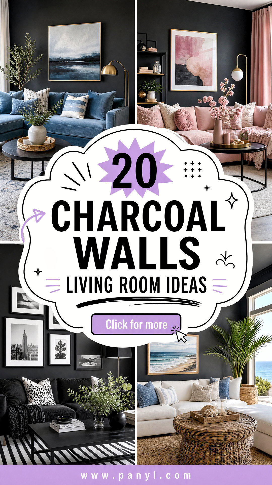20 Charcoal Walls Living Room Ideas for Cozy Modern Style - 20 Charcoal Walls Living Room Ideas for Cozy Modern Style