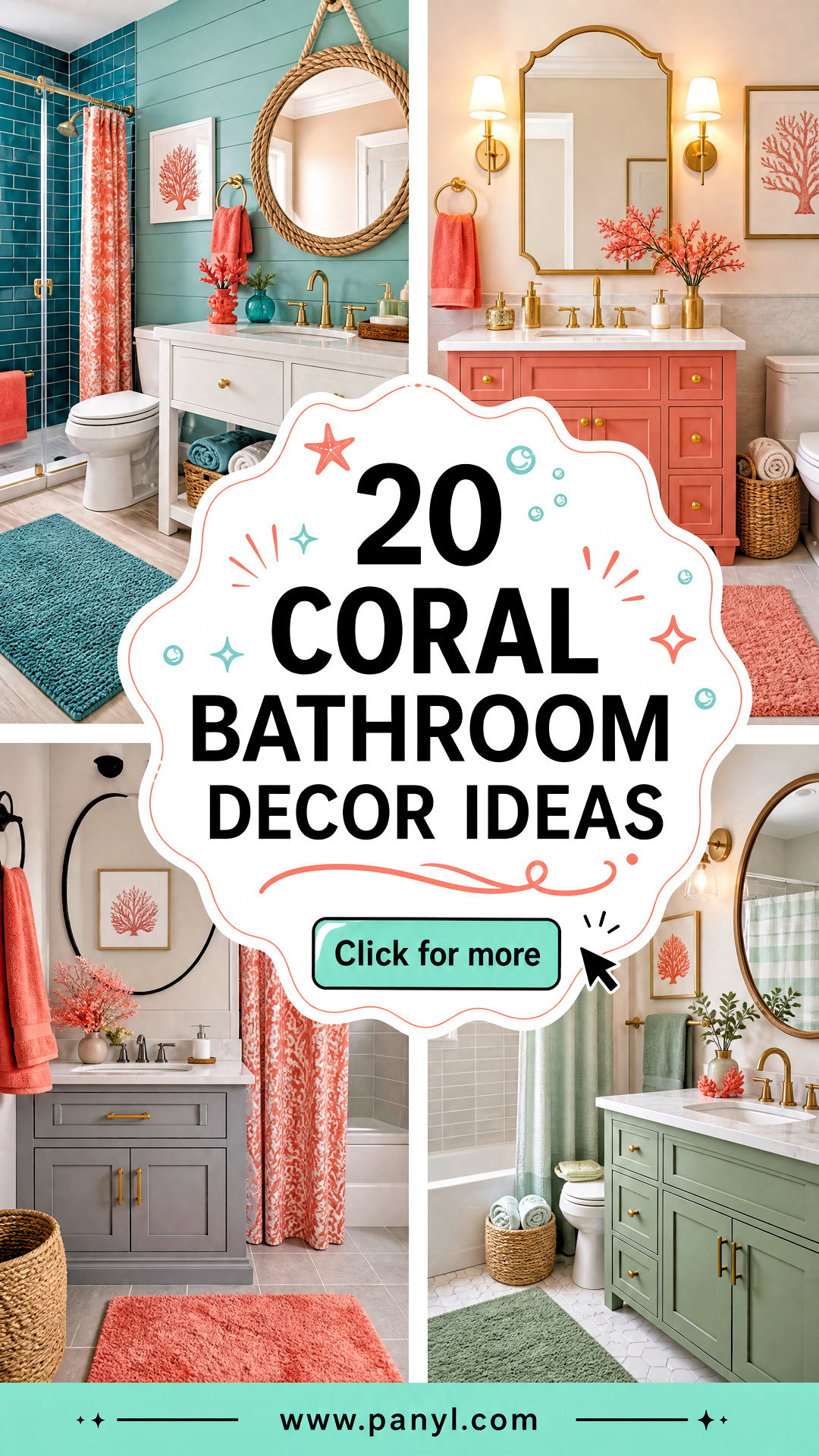 20 Coral Bathroom Decor Ideas for a Cheerful Coastal Look - 20 Coral Bathroom Decor Ideas for a Cheerful Coastal Look