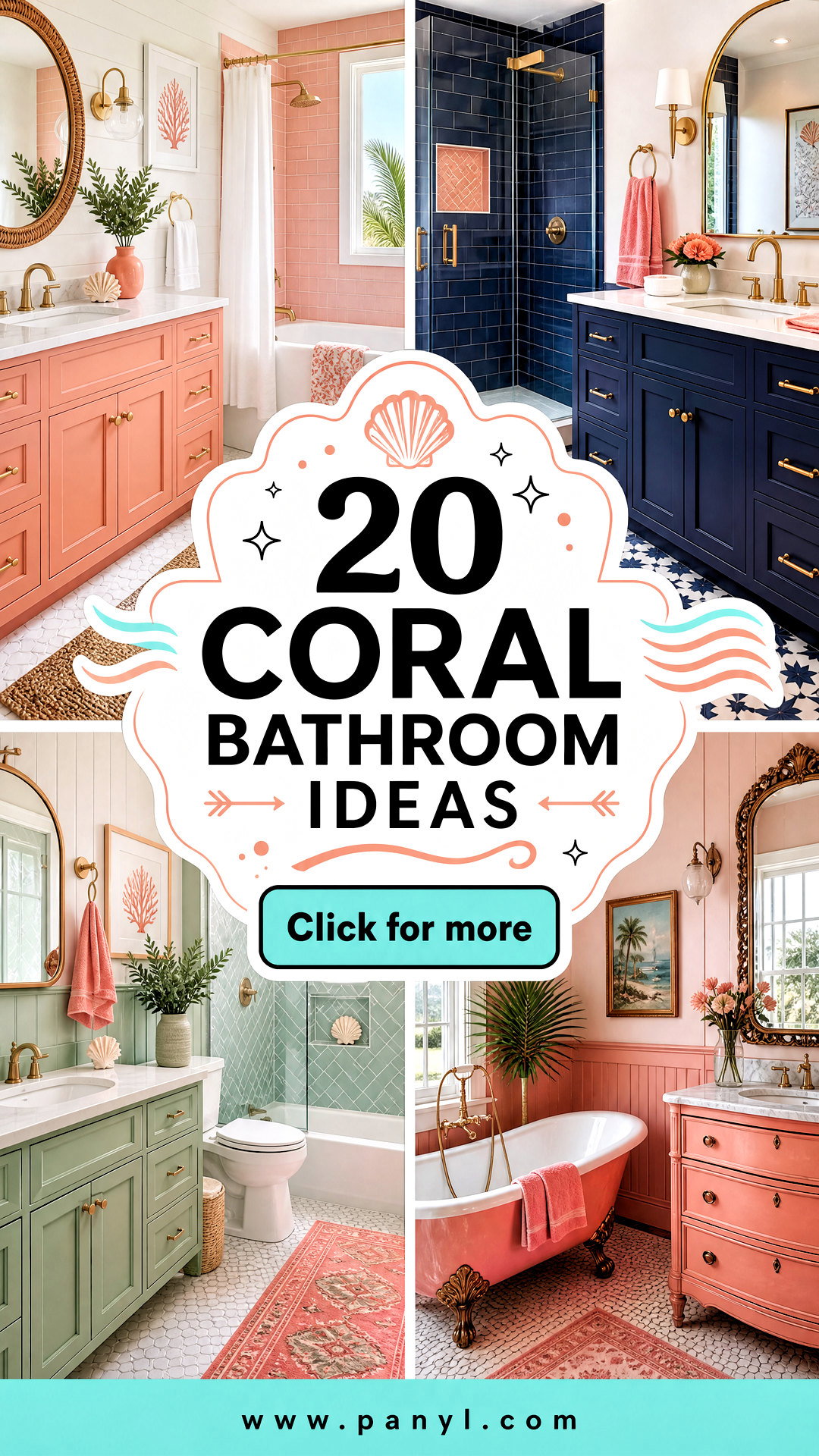 20 Coral Bathroom Ideas for a Bright Coastal-Style Retreat - 20 Coral Bathroom Ideas for a Bright, Coastal-Style Retreat