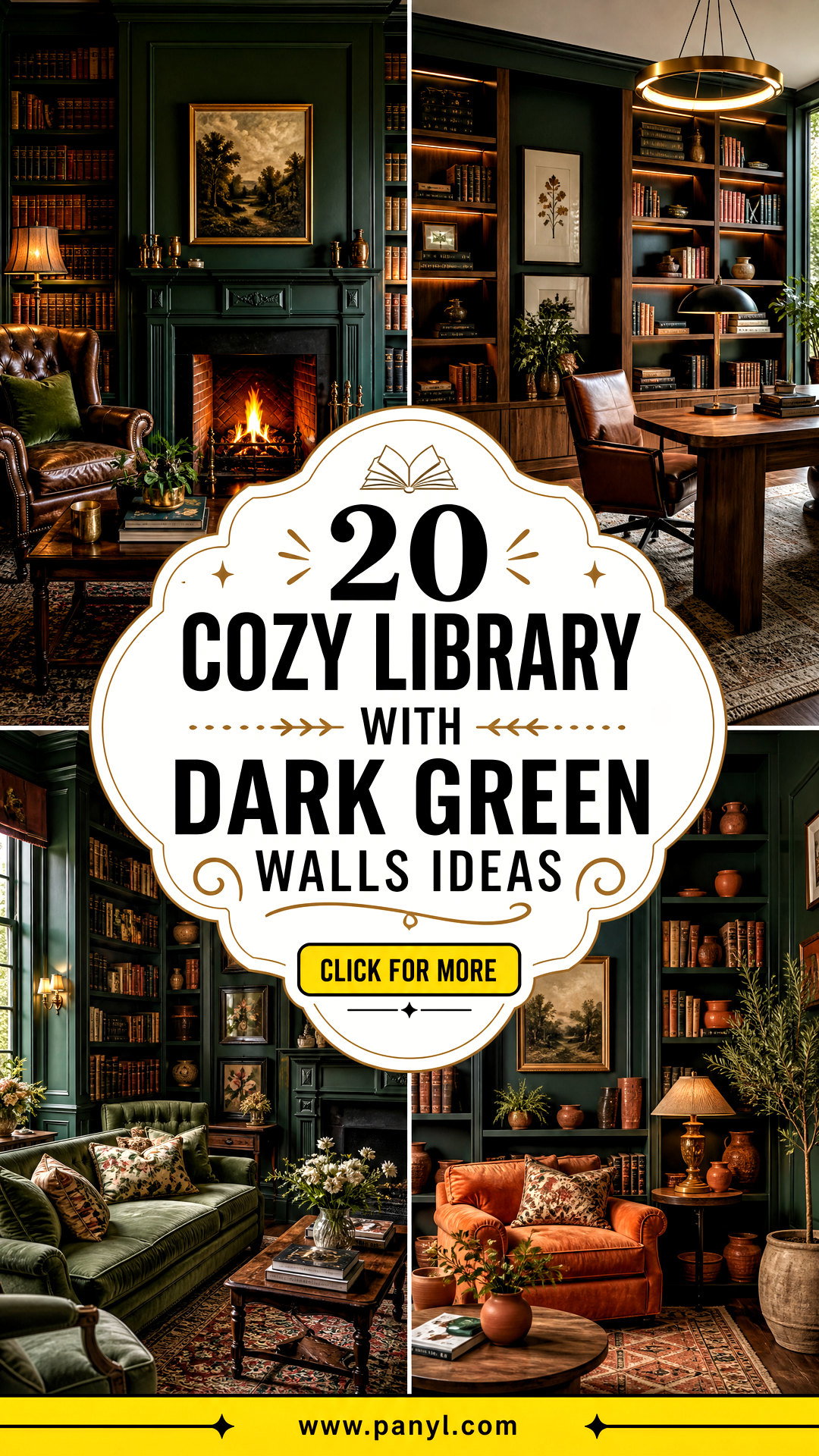 20 Cozy Library With Dark Green Walls Ideas to Inspire - 20 Cozy Library With Dark Green Walls Ideas to Inspire