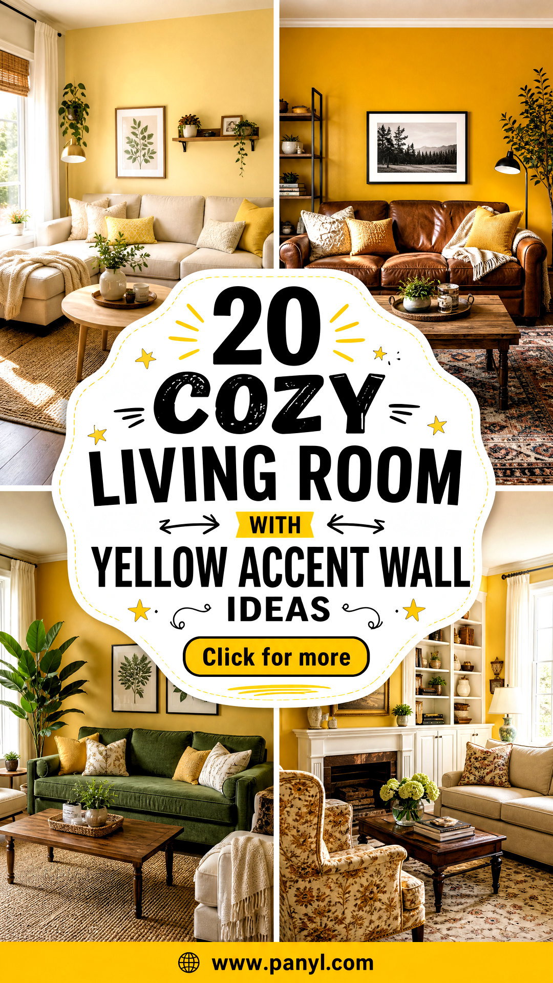 20 Cozy Living Room With Yellow Accent Wall Ideas for a Sunny Home - 20 Cozy Living Room With Yellow Accent Wall Ideas for a Sunny Home