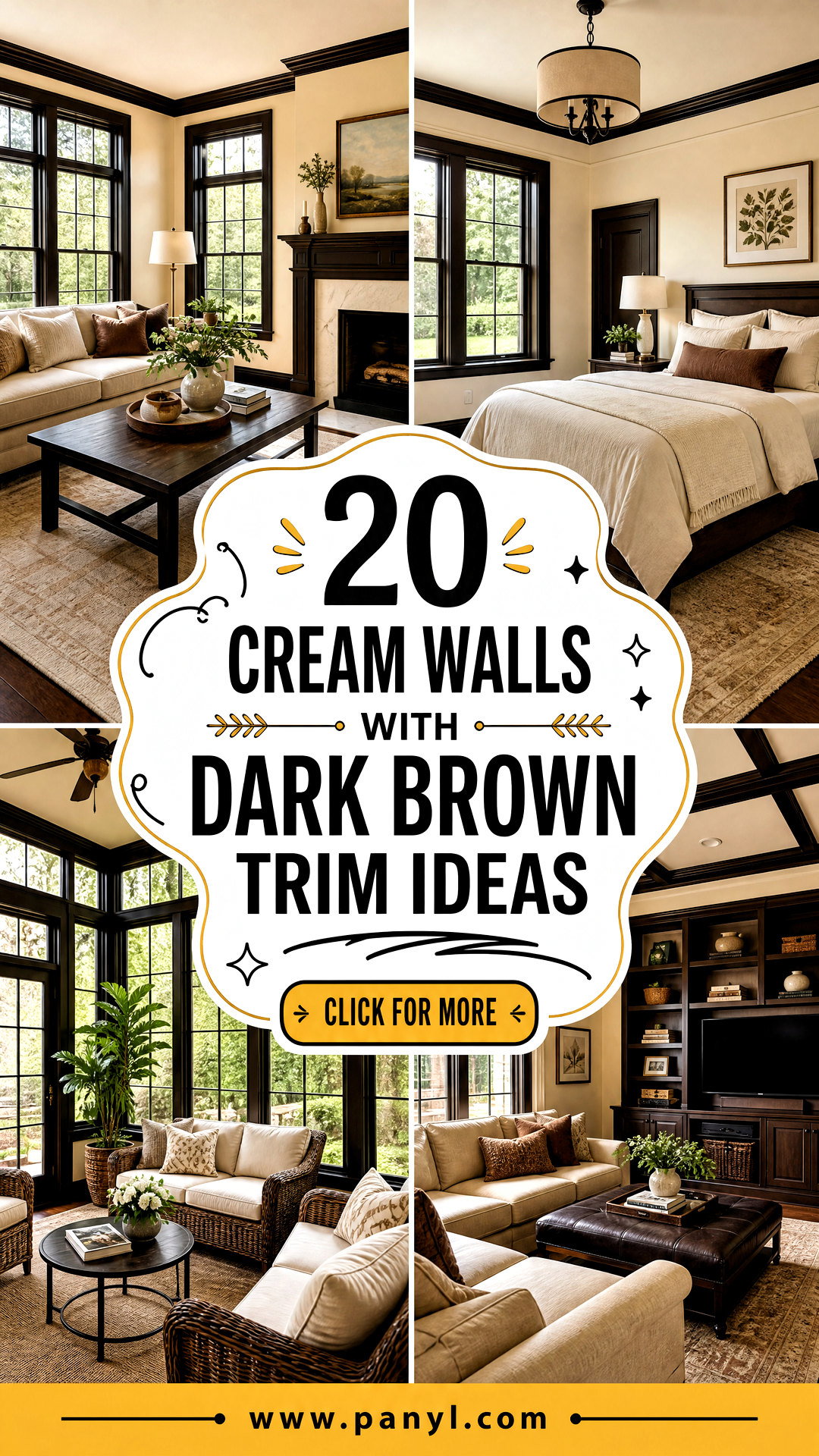 20 Cream Walls With Dark Brown Trim Ideas for Warm Style - 20 Cream Walls With Dark Brown Trim Ideas for Warm Style