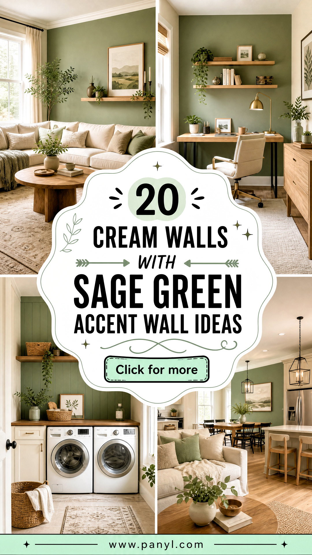 20 Cream Walls With Sage Green Accent Wall Ideas to Try - 20 Cream Walls With Sage Green Accent Wall Ideas to Try