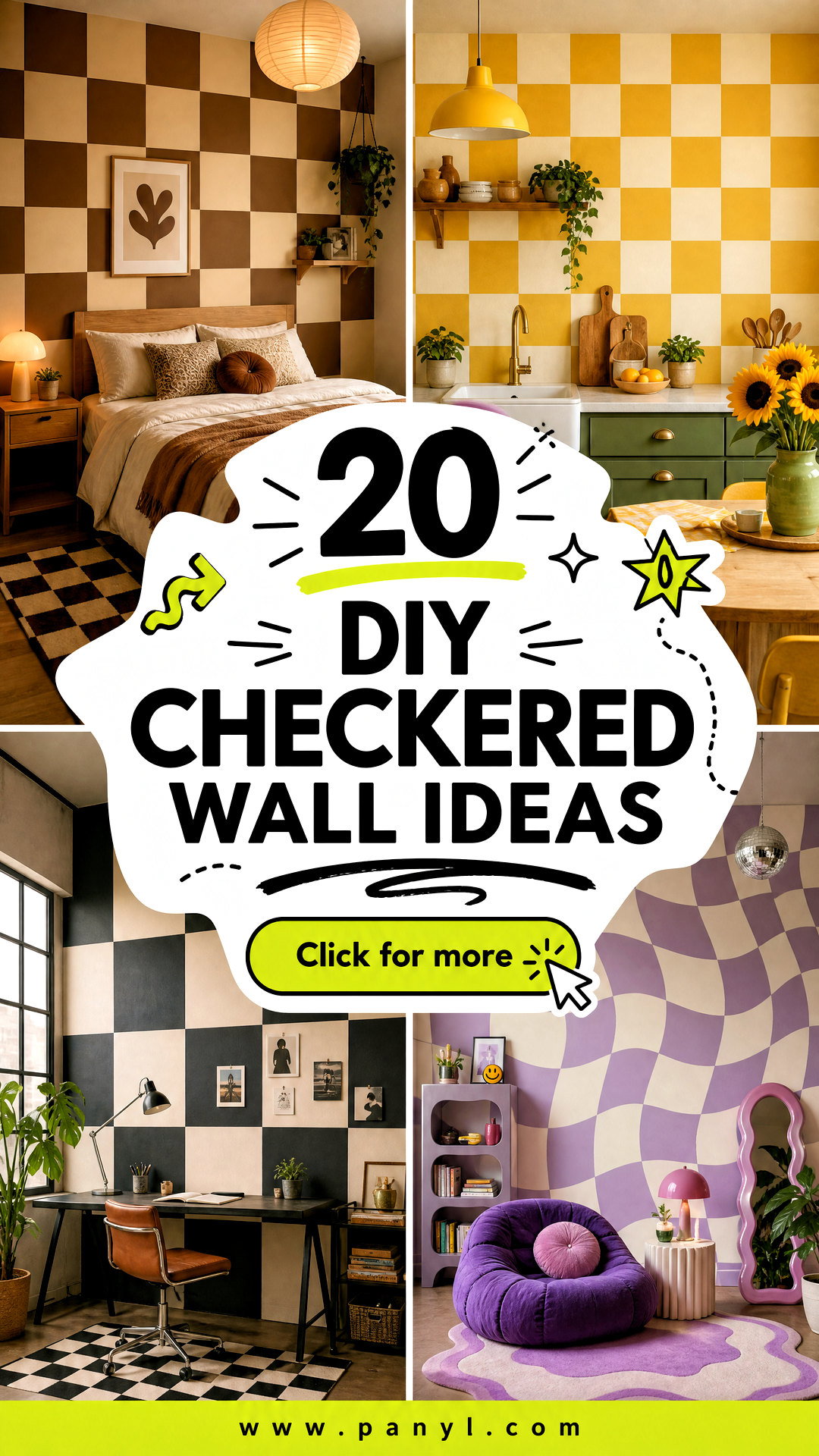 20 DIY Checkered Wall Ideas for a Playful Modern Makeover - 20 DIY Checkered Wall Ideas for a Playful, Modern Makeover