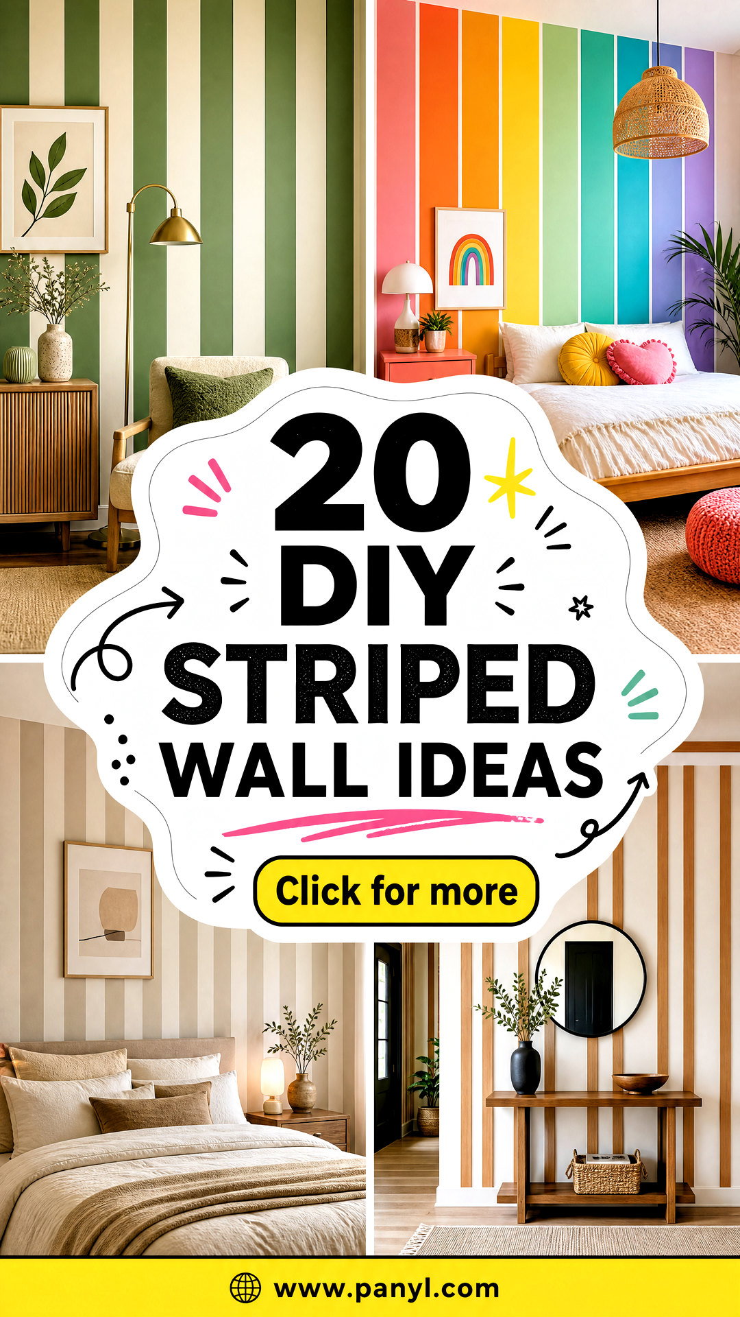 20 DIY Striped Wall Ideas for a Bold Polished Room Refresh - 20 DIY Striped Wall Ideas for a Bold, Polished Room Refresh