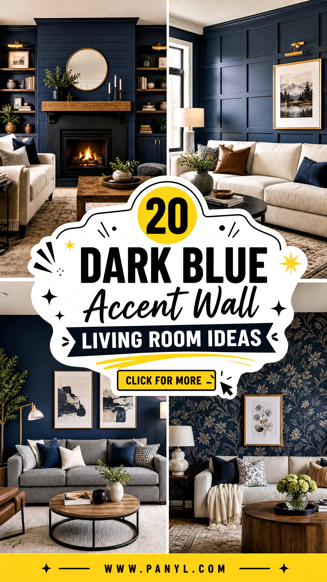 20 Dark Blue Accent Wall Living Room Ideas for Bold Modern Style - 20 Dark Blue Accent Wall Living Room Ideas for Bold Modern Style