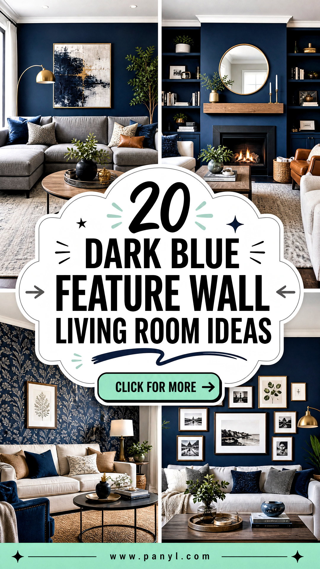 20 Dark Blue Feature Wall Living Room Ideas for a Bold Cozy Space - 20 Dark Blue Feature Wall Living Room Ideas for a Bold, Cozy Space