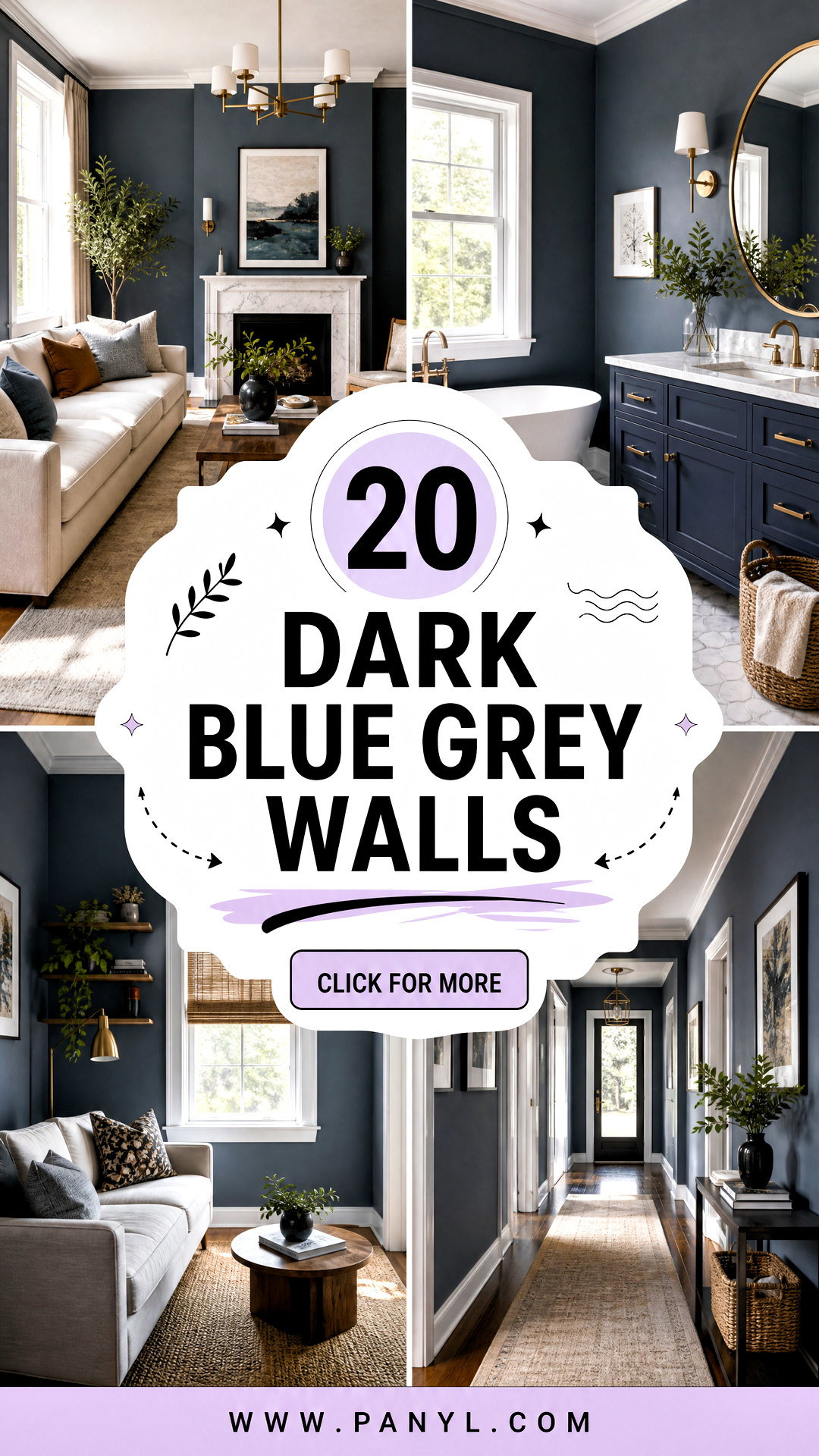 20 Dark Blue Grey Walls for Calm Sophisticated Rooms - 20 Dark Blue Grey Walls for Calm, Sophisticated Rooms