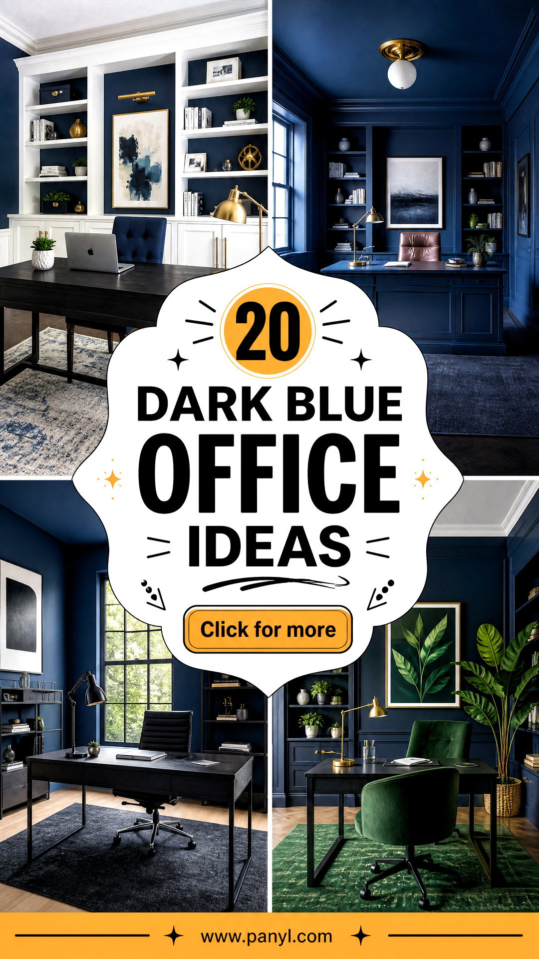 20 Dark Blue Office Ideas for a Focused Stylish Workspace - 20 Dark Blue Office Ideas for a Focused, Stylish Workspace