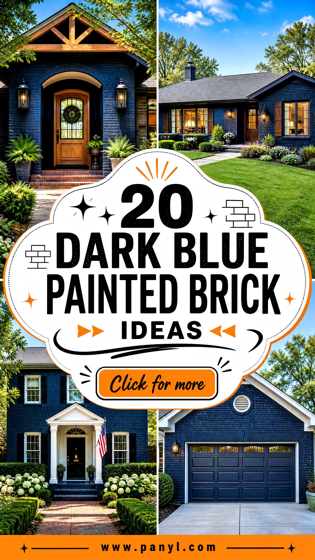 20 Dark Blue Painted Brick Ideas for Striking Curb Appeal - 20 Dark Blue Painted Brick Ideas for Striking Curb Appeal