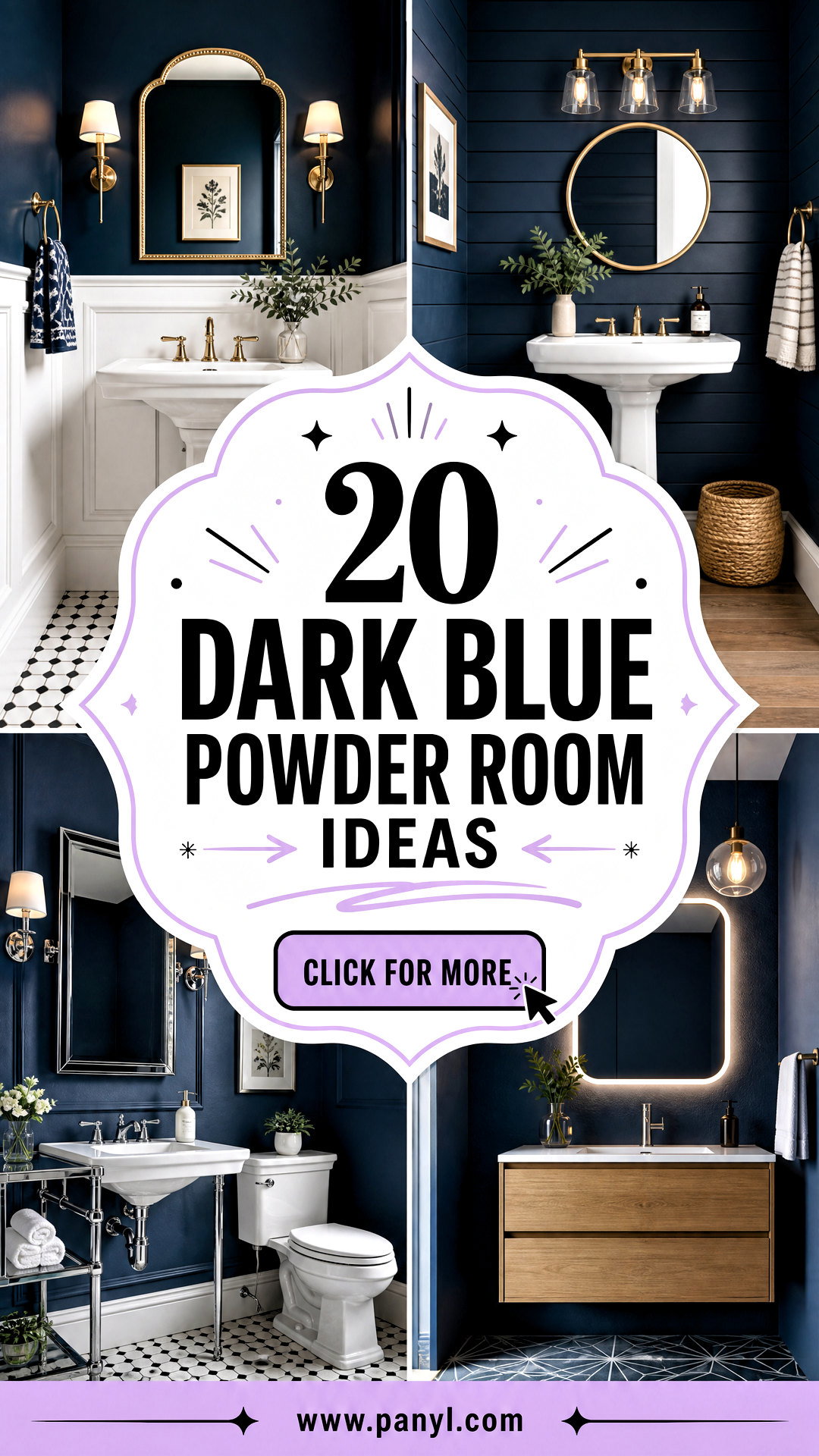 20 Dark Blue Powder Room Ideas for a Small but Luxe Guest Bath - 20 Dark Blue Powder Room Ideas for a Small but Luxe Guest Bath