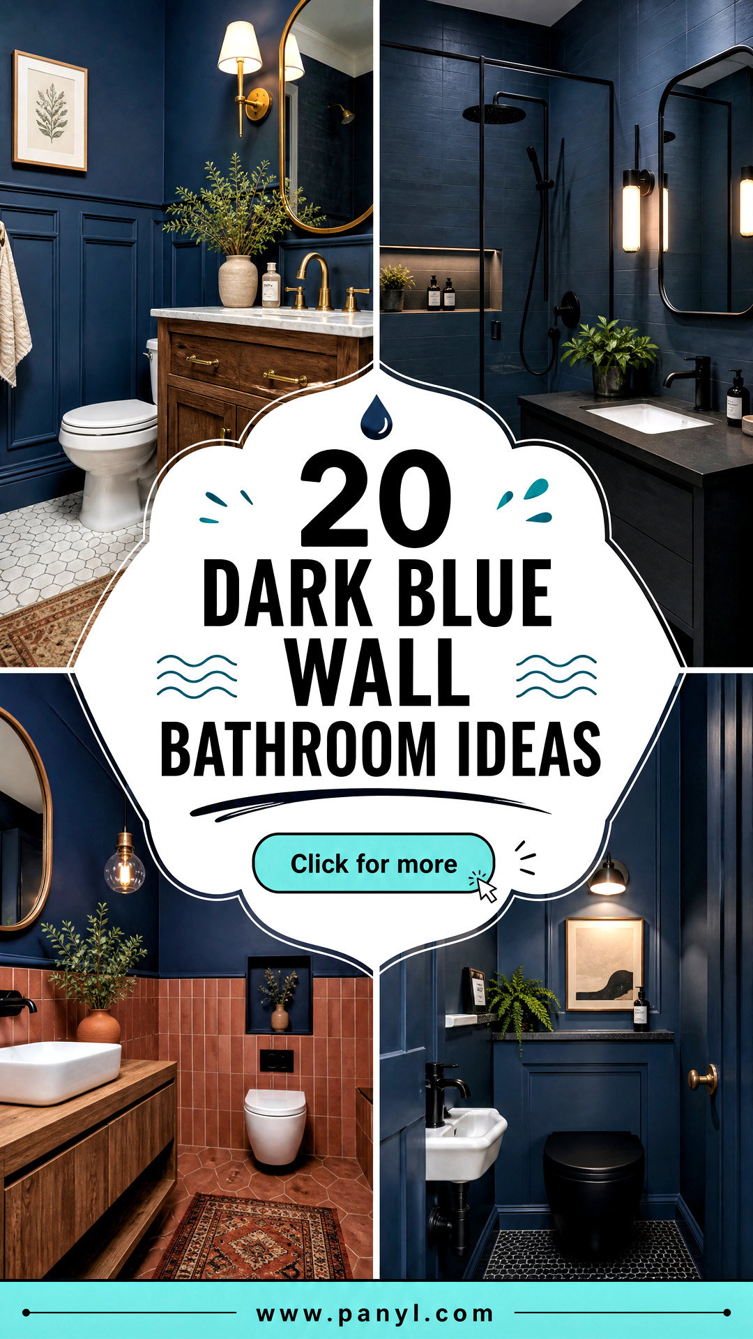 20 Dark Blue Wall Bathroom Ideas for a Serene Spa Look - 20 Dark Blue Wall Bathroom Ideas for a Serene Spa Look
