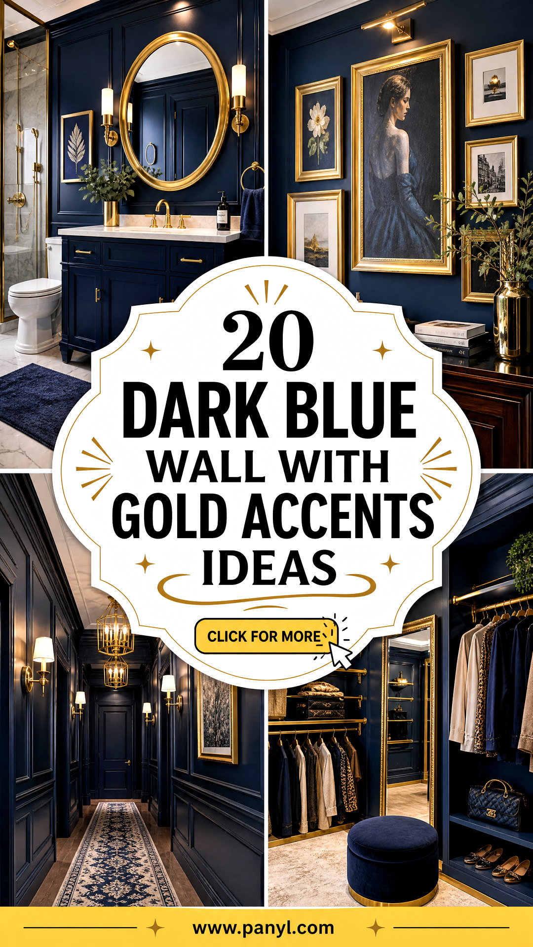 20 Dark Blue Wall With Gold Accents Ideas for Luxe Rooms - 20 Dark Blue Wall With Gold Accents Ideas for Luxe Rooms