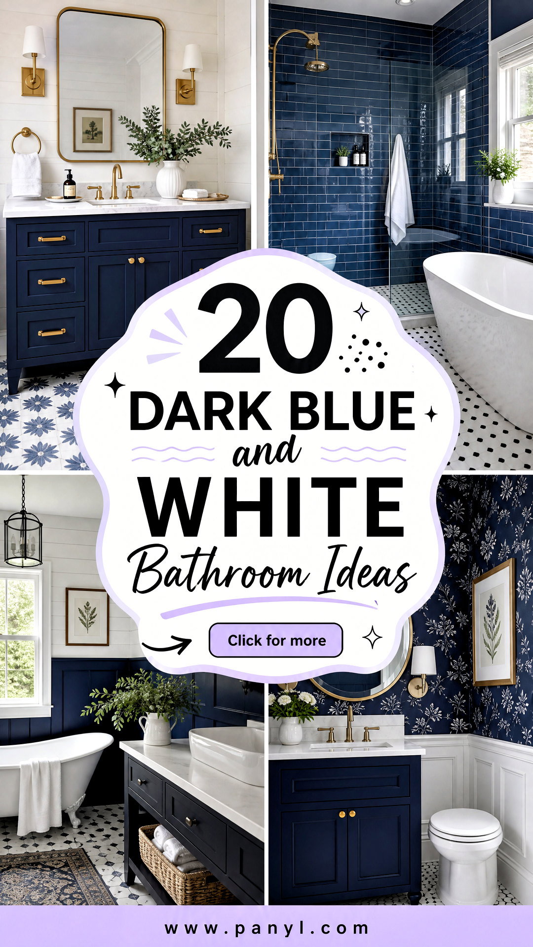 20 Dark Blue and White Bathroom Ideas for a Fresh Spa Retreat - 20 Dark Blue and White Bathroom Ideas for a Fresh Spa Retreat