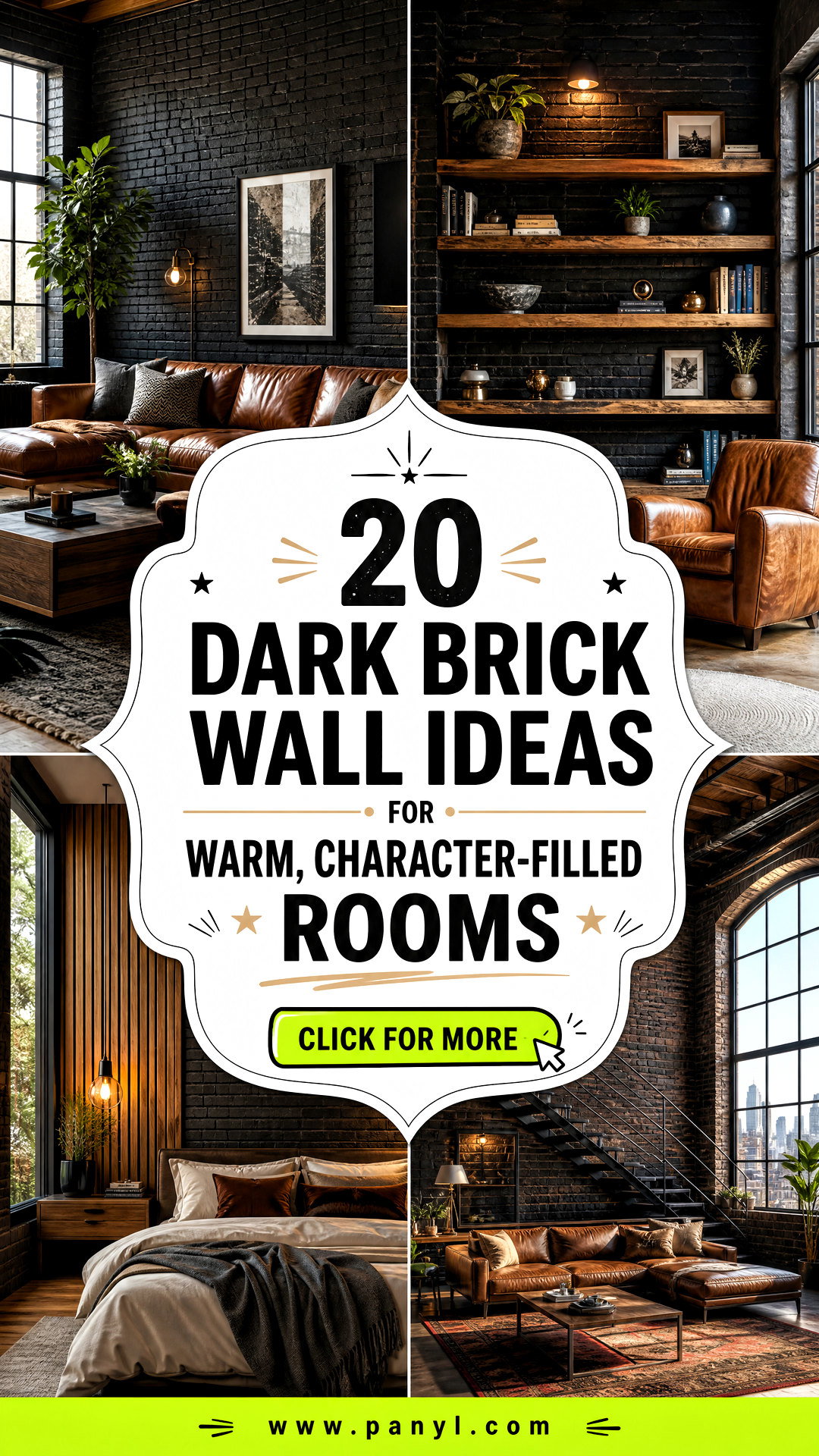 20 Dark Brick Wall Ideas for Warm Character-Filled Rooms - 20 Dark Brick Wall Ideas for Warm, Character-Filled Rooms