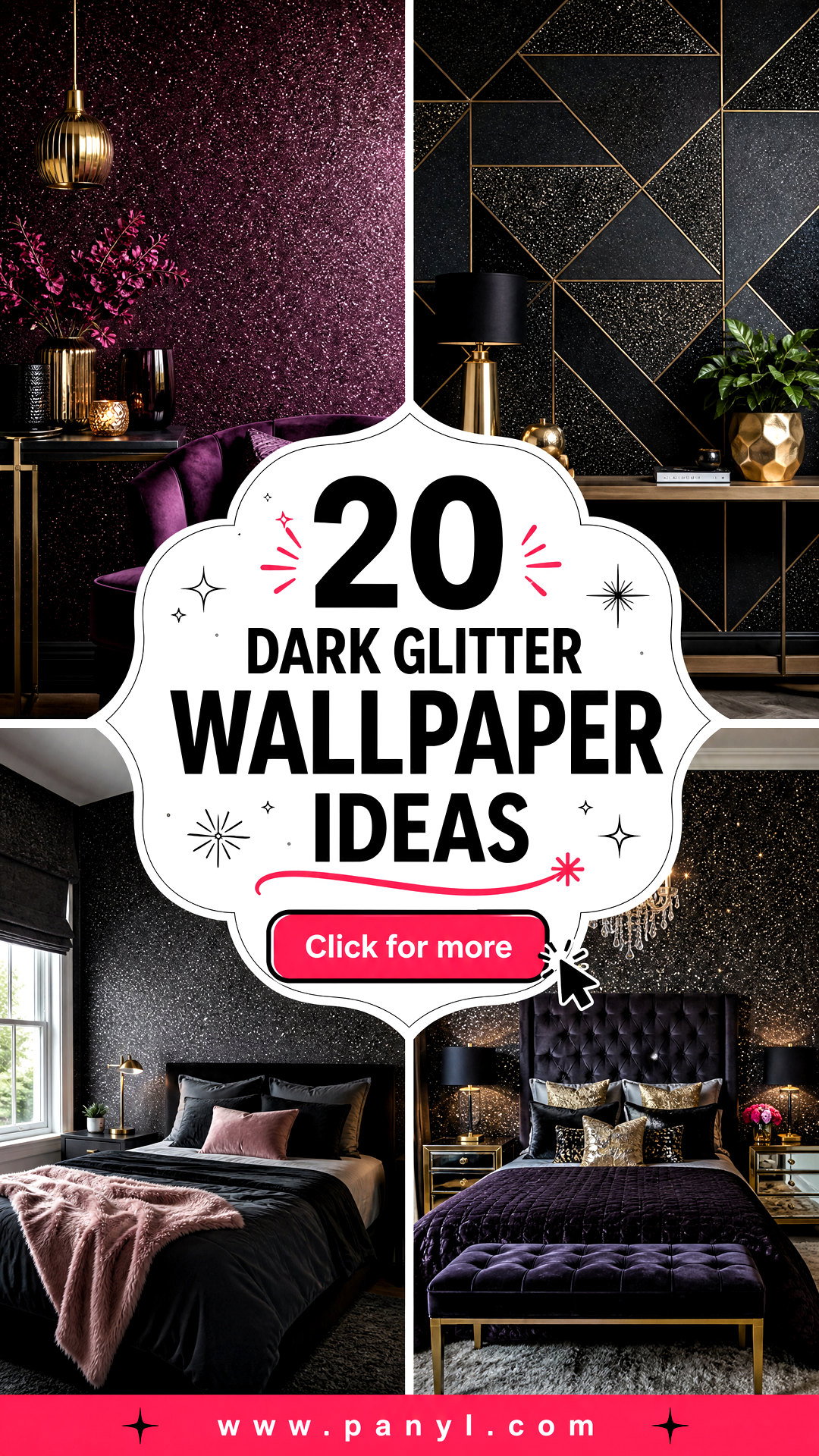 20 Dark Glitter Wallpaper Ideas for a Glamorous Home Update - 20 Dark Glitter Wallpaper Ideas for a Glamorous Home Update