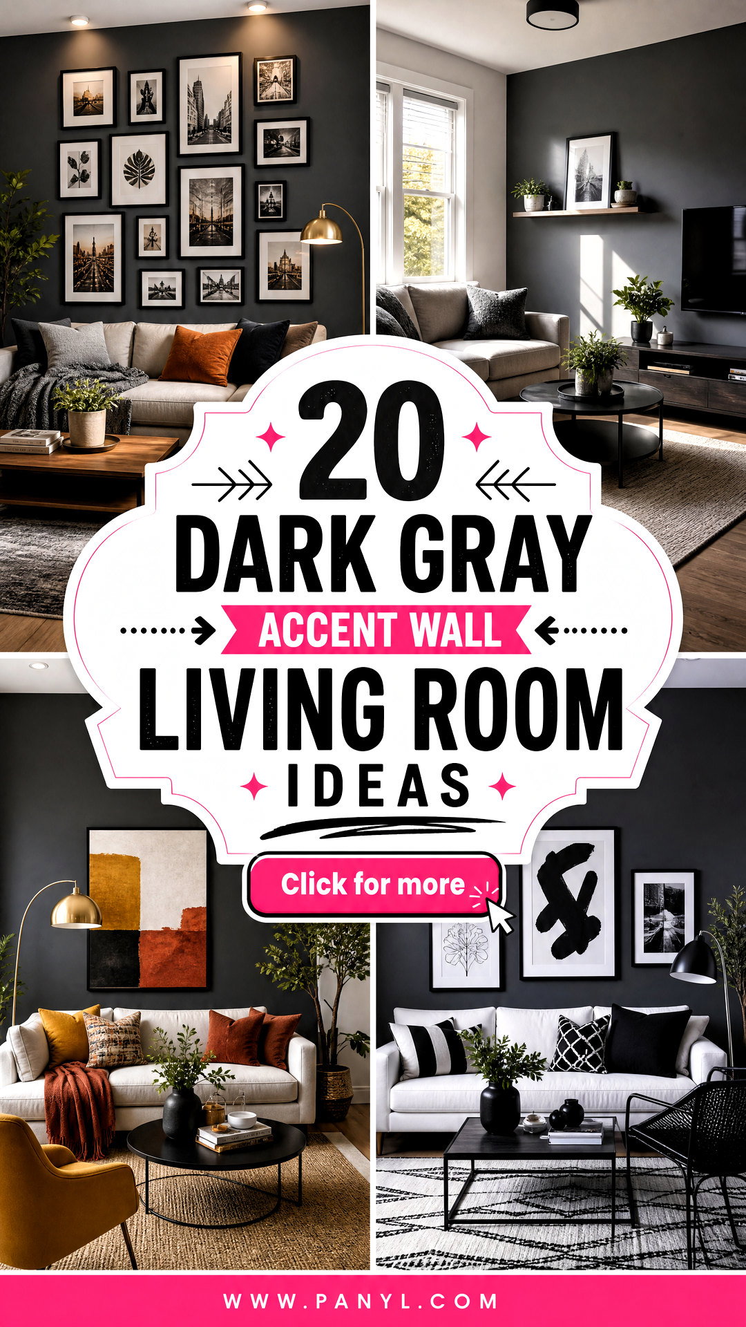20 Dark Gray Accent Wall Living Room Ideas for Modern Homes - 20 Dark Gray Accent Wall Living Room Ideas for Modern Homes