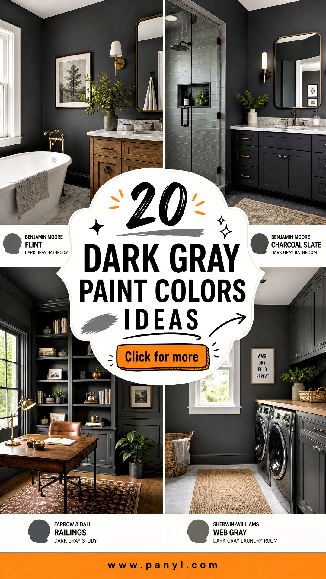 20 Dark Gray Paint Colors for Timeless Sophisticated Rooms - 20 Dark Gray Paint Colors for Timeless, Sophisticated Rooms