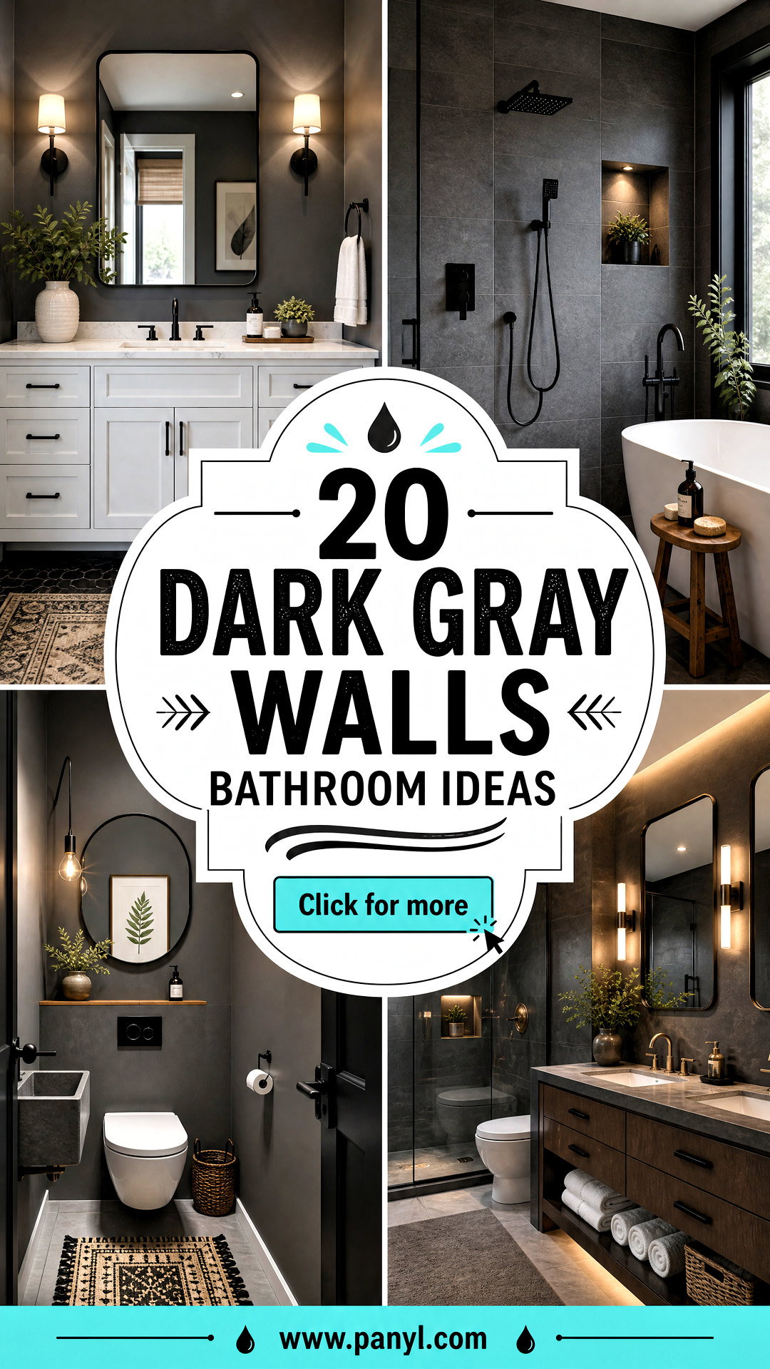 20 Dark Gray Walls Bathroom Ideas for a Spa-Like Retreat - 20 Dark Gray Walls Bathroom Ideas for a Spa-Like Retreat