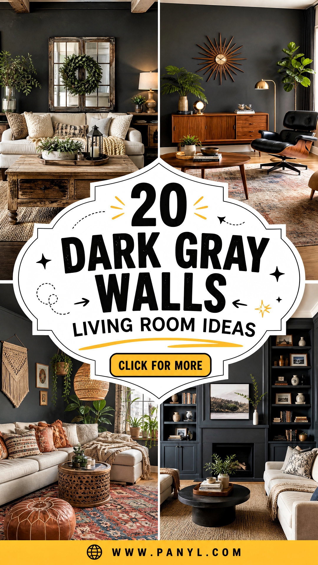 20 Dark Gray Walls Living Room Ideas for Sophisticated Style - 20 Dark Gray Walls Living Room Ideas for Sophisticated Style