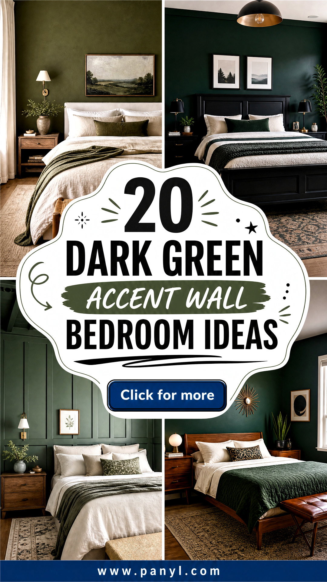 20 Dark Green Accent Wall Bedroom Ideas for Serene Style - 20 Dark Green Accent Wall Bedroom Ideas for Serene Style
