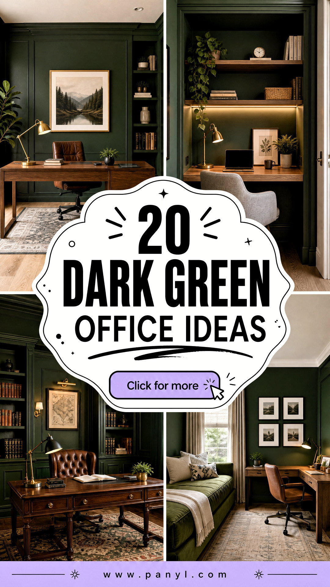 20 Dark Green Office Ideas for a Calm Productive Workspace - 20 Dark Green Office Ideas for a Calm, Productive Workspace