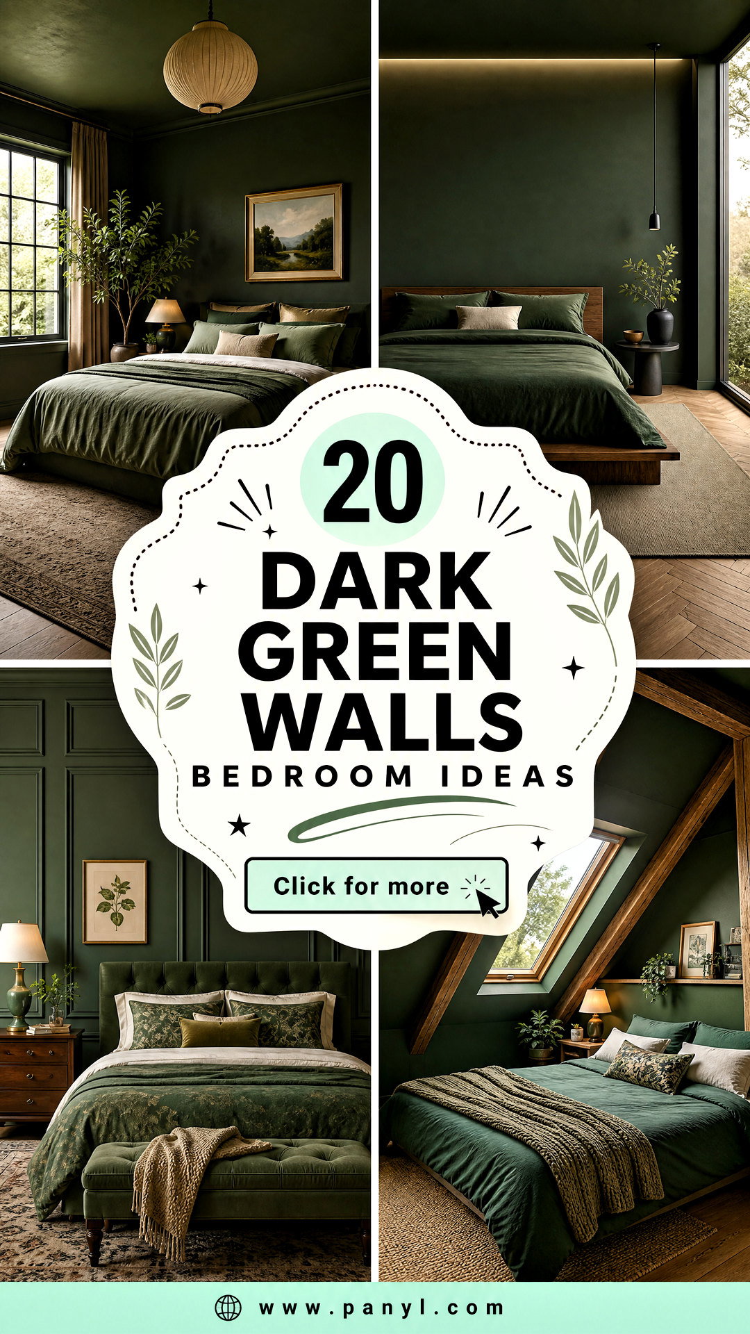 20 Dark Green Walls Bedroom Ideas Cozy Nature-Inspired Style - 20 Dark Green Walls Bedroom Ideas: Cozy, Nature-Inspired Style