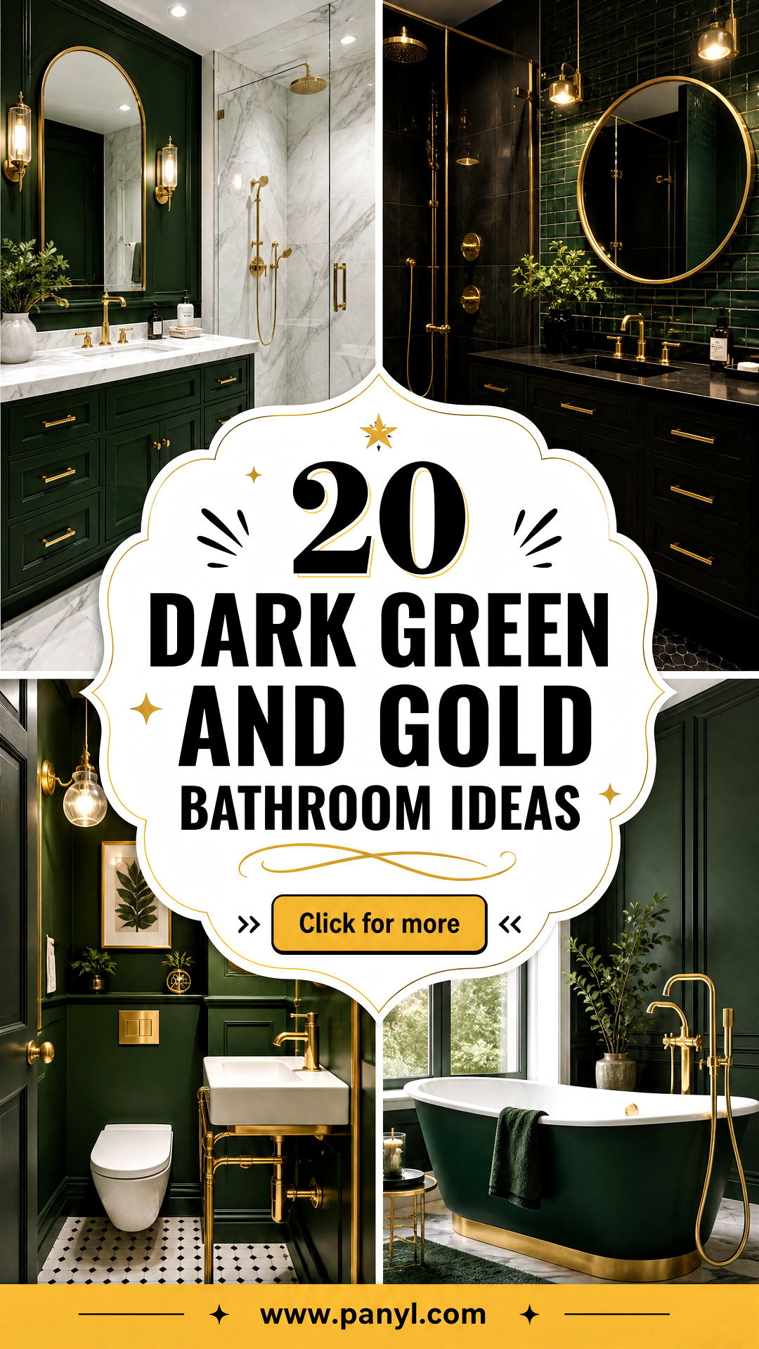 20 Dark Green and Gold Bathroom Ideas for Luxe Retreats - 20 Dark Green and Gold Bathroom Ideas for Luxe Retreats