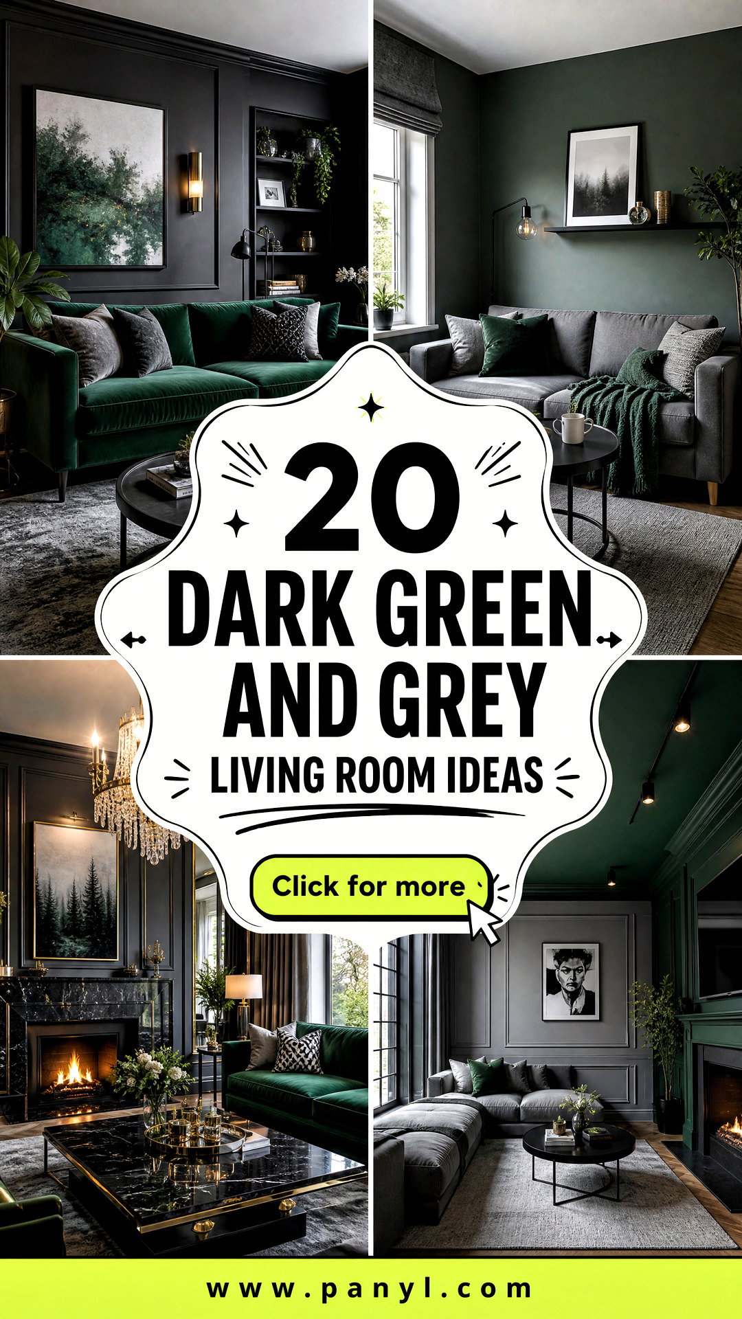 20 Dark Green and Grey Living Room Ideas for Cozy Style - 20 Dark Green and Grey Living Room Ideas for Cozy Style