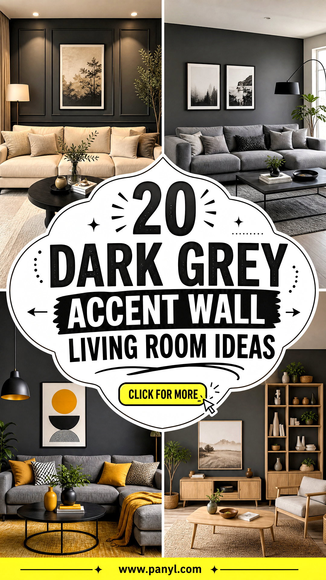 20 Dark Grey Accent Wall Living Room Ideas Bold Chic Looks - 20 Dark Grey Accent Wall Living Room Ideas: Bold, Chic Looks
