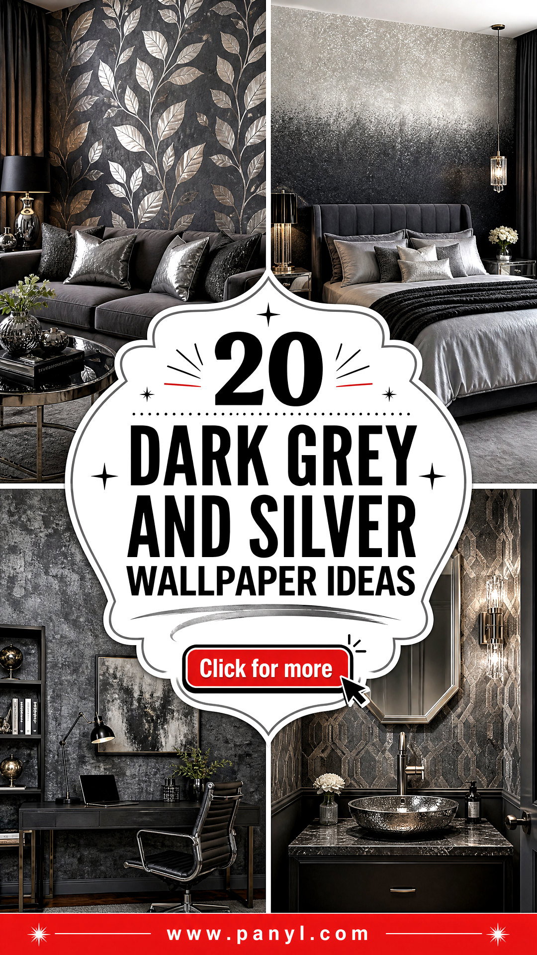 20 Dark Grey and Silver Wallpaper Ideas for Luxe Rooms - 20 Dark Grey and Silver Wallpaper Ideas for Luxe Rooms