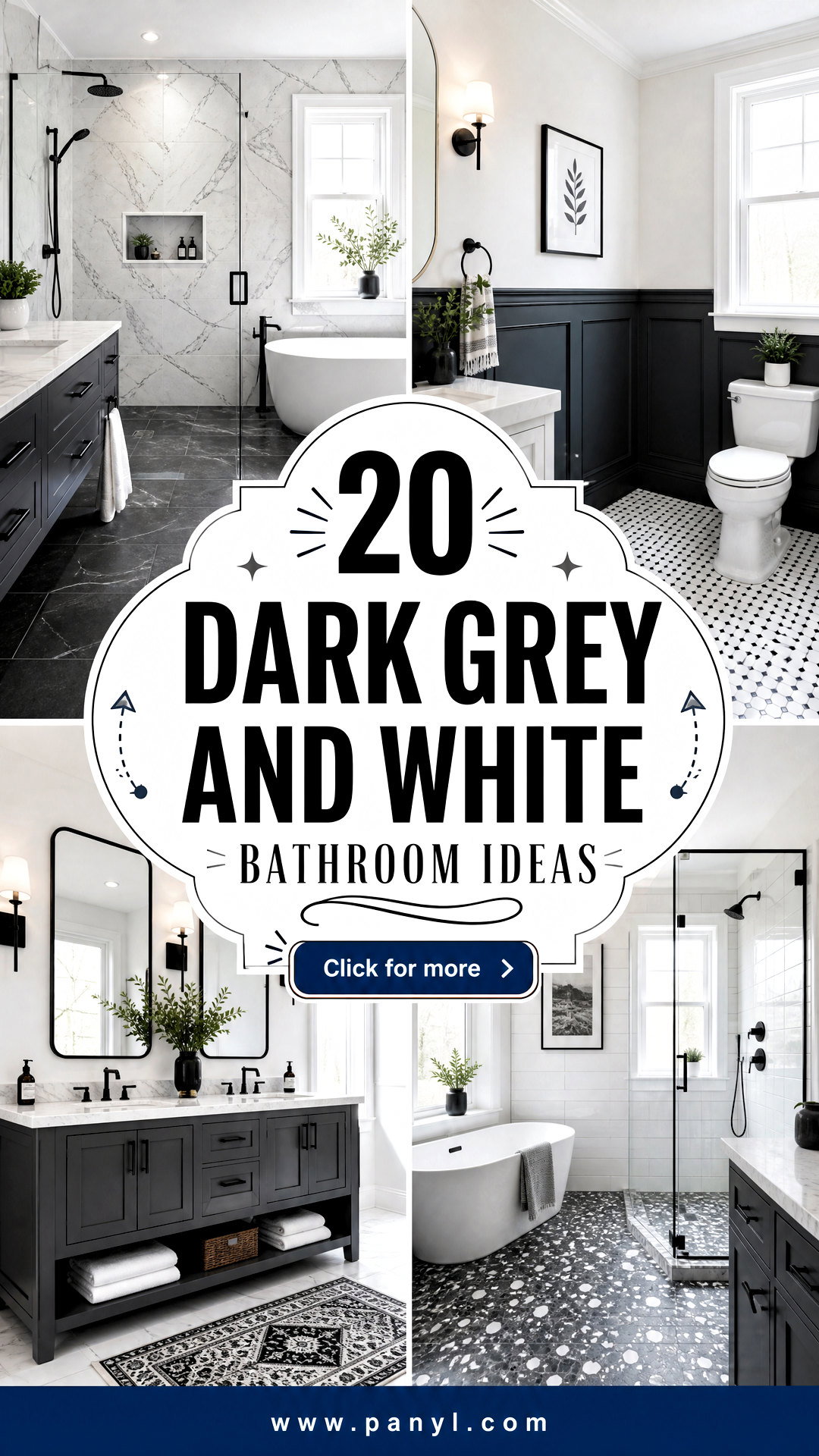 20 Dark Grey and White Bathroom Ideas Timeless Spa Style - 20 Dark Grey and White Bathroom Ideas: Timeless Spa Style