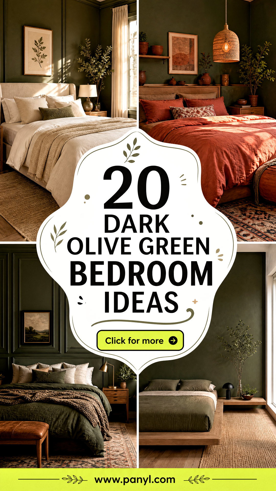 20 Dark Olive Green Bedroom Ideas for a Calming Retreat - 20 Dark Olive Green Bedroom Ideas for a Calming Retreat
