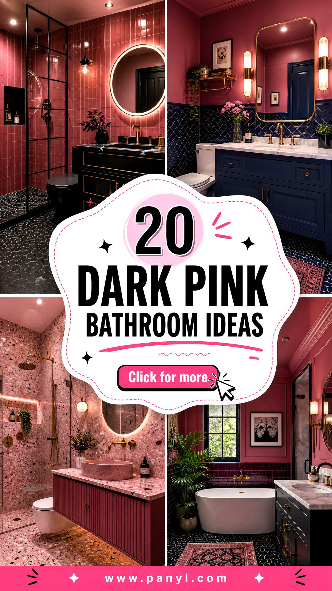 20 Dark Pink Bathroom Ideas for a Playful Polished Makeover - 20 Dark Pink Bathroom Ideas for a Playful, Polished Makeover