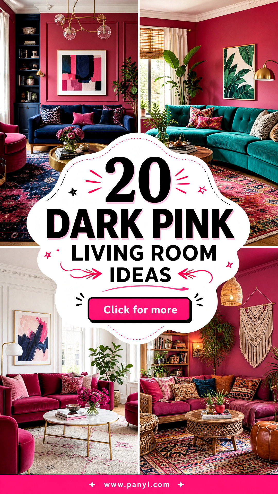 20 Dark Pink Living Room Ideas for a Chic Colorful Makeover - 20 Dark Pink Living Room Ideas for a Chic, Colorful Makeover