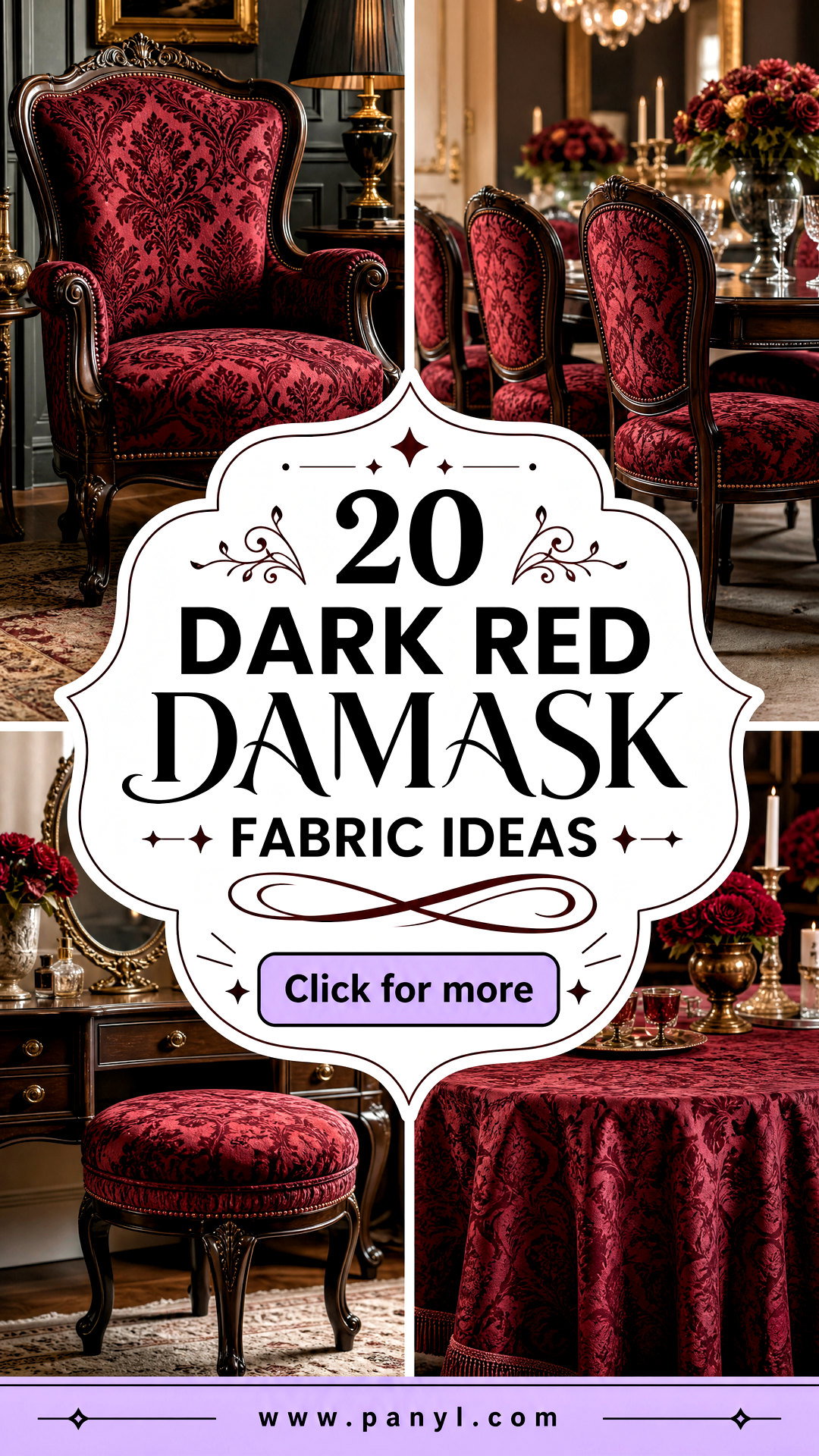 20 Dark Red Damask Fabric Ideas for Luxe Dramatic Decor - 20 Dark Red Damask Fabric Ideas for Luxe, Dramatic Decor