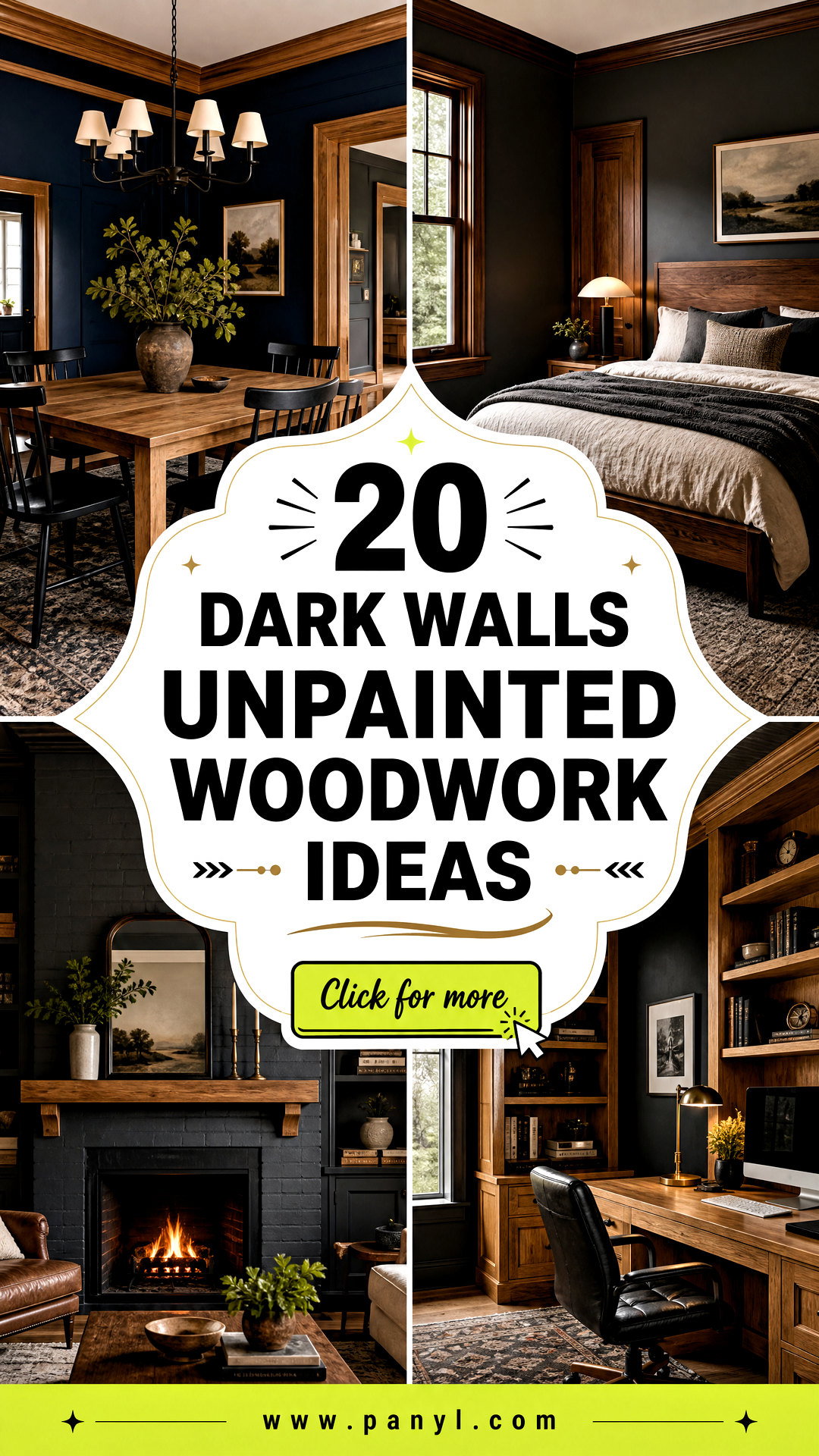 20 Dark Walls Unpainted Woodwork Ideas for Timeless Charm - 20 Dark Walls Unpainted Woodwork Ideas for Timeless Charm