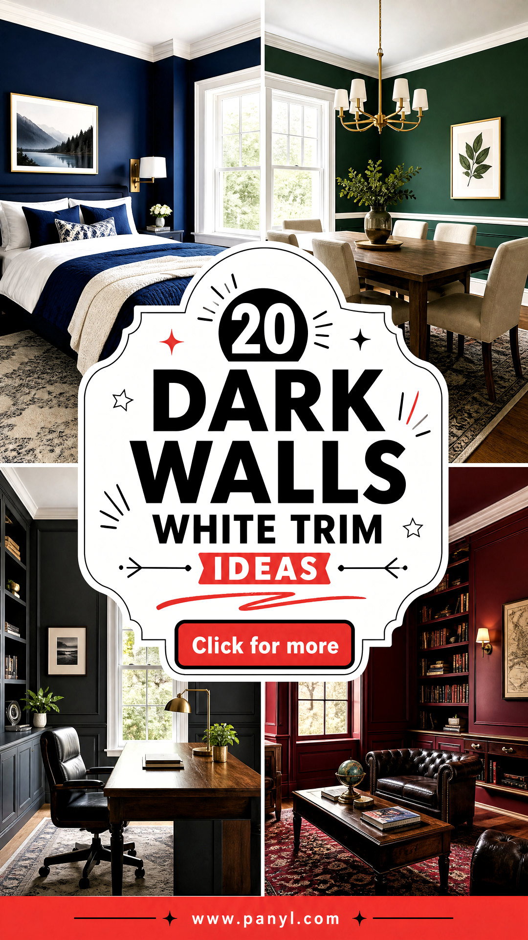 20 Dark Walls White Trim Ideas for Bold Classic Contrast - 20 Dark Walls White Trim Ideas for Bold, Classic Contrast