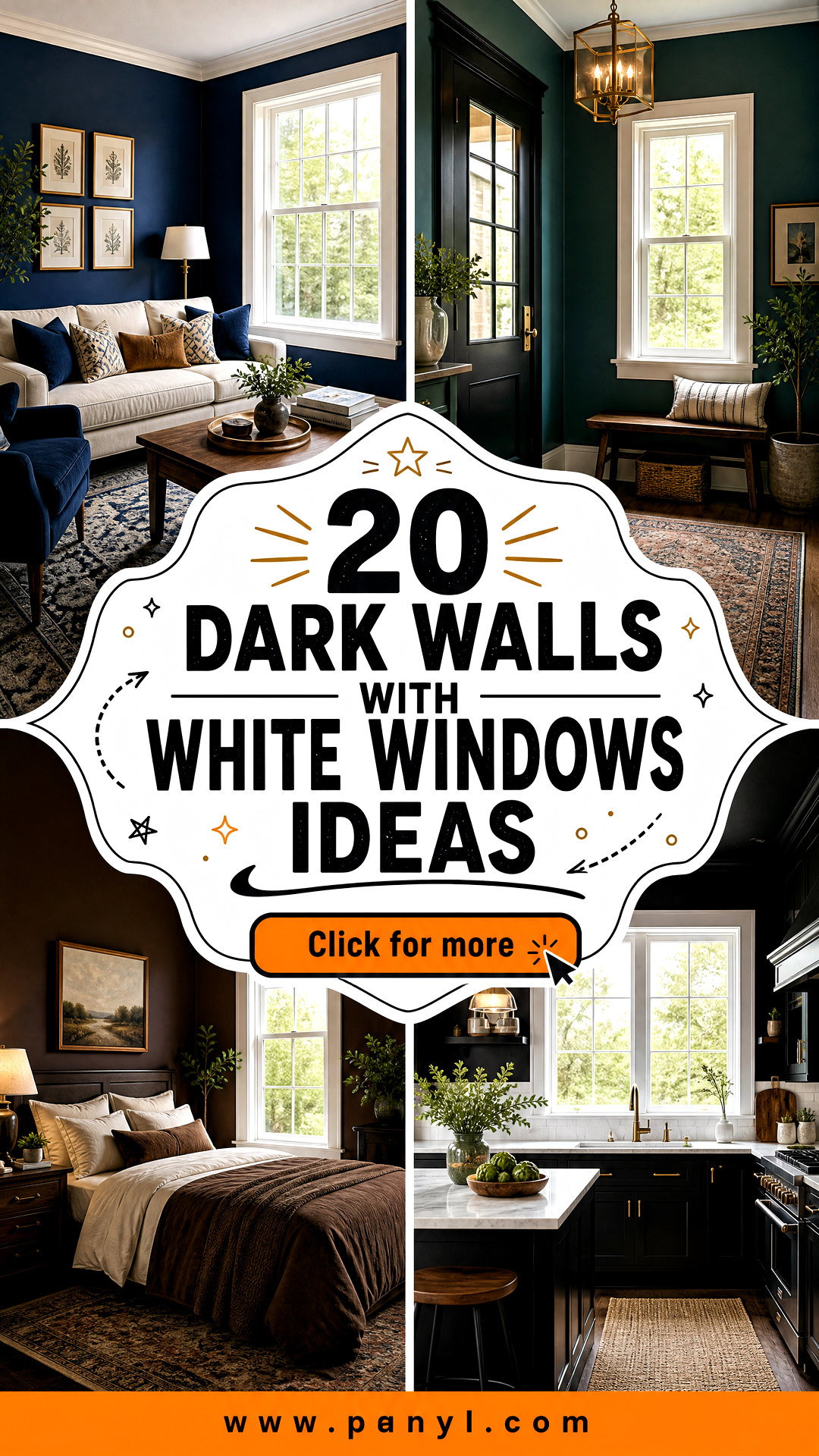 20 Dark Walls With White Windows Ideas for Striking Contrast - 20 Dark Walls With White Windows Ideas for Striking Contrast